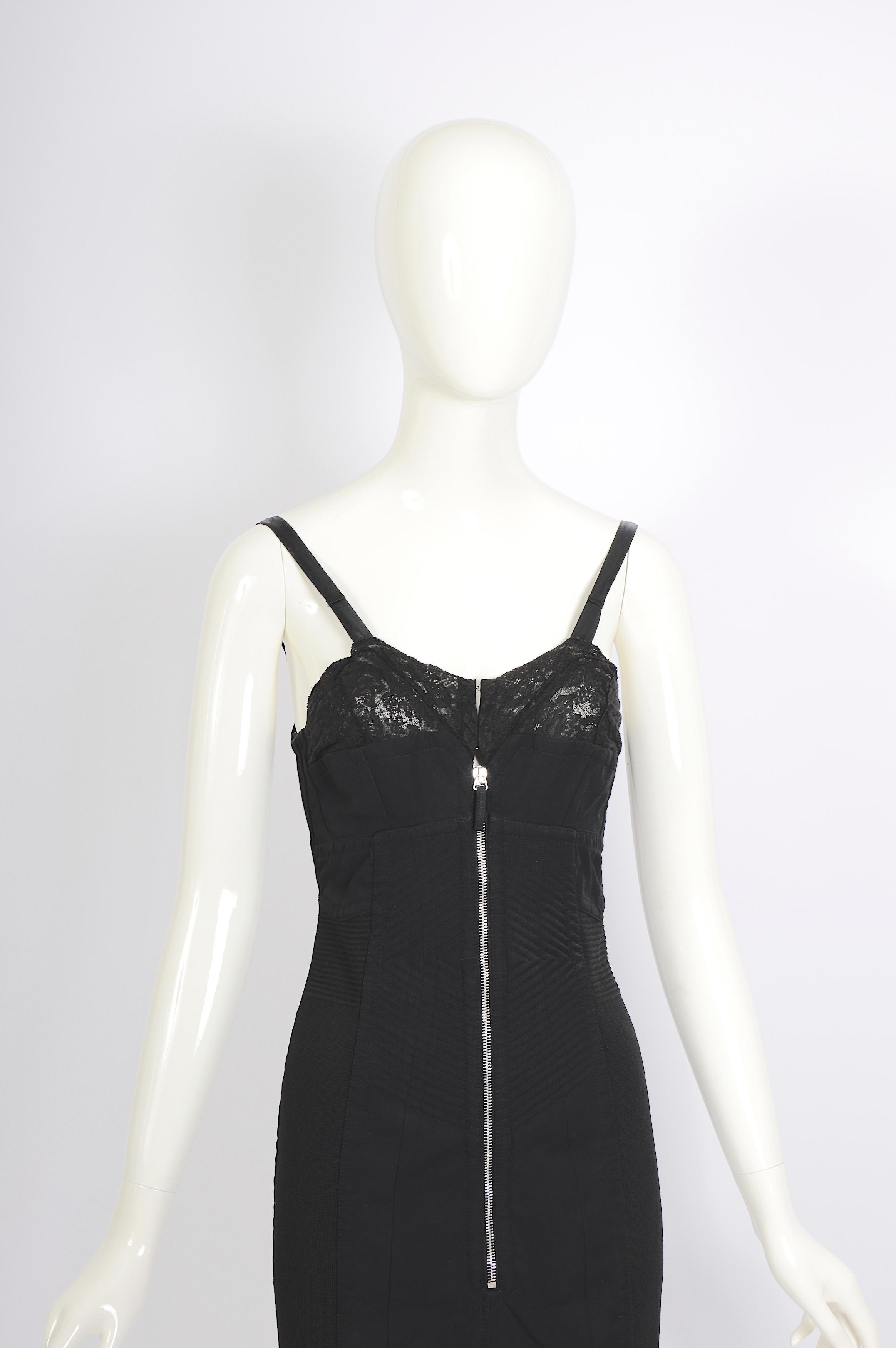 Jean Paul Gaultier 1990er Jahre Vintage Wichtiges Dessous Stil Korsett BH schwarzes Kleid im Angebot 4