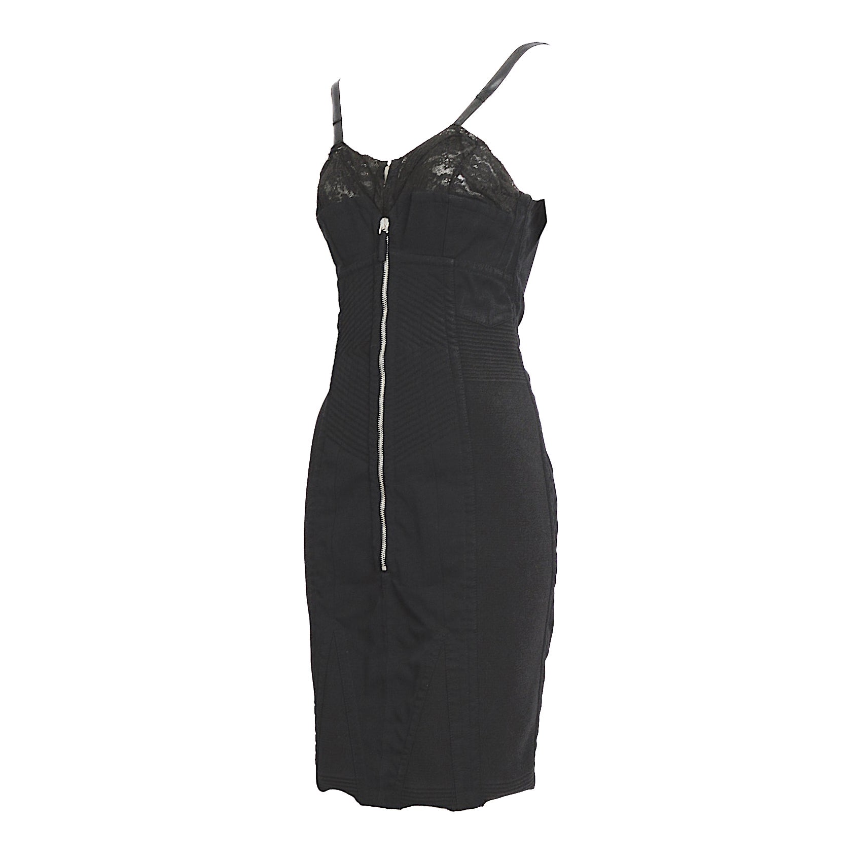 Jean Paul Gaultier 1990 vintage Important lingerie style corset soutien-gorge robe noire