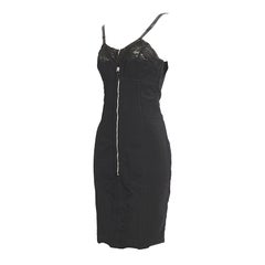 Jean Paul Gaultier 1990 vintage Important lingerie style corset soutien-gorge robe noire