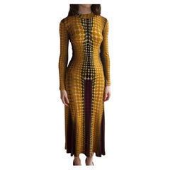 Jean Paul Gaultier 1995 iconic cyber dot print long sleeve maxi dress