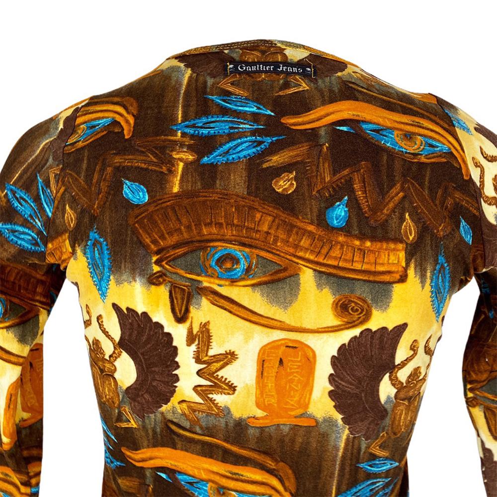 Jean Paul Gaultier 1997 Top de malla egipcia estampado con el ojo de Horus y el escarabajo en venta 1