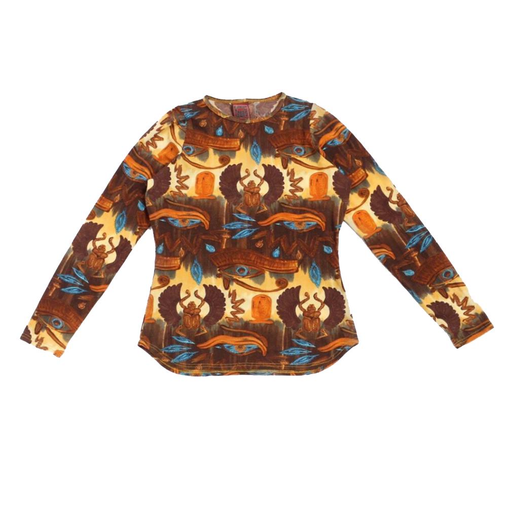 Jean Paul Gaultier 1997 Top de malla egipcia estampado con el ojo de Horus y el escarabajo en venta 3