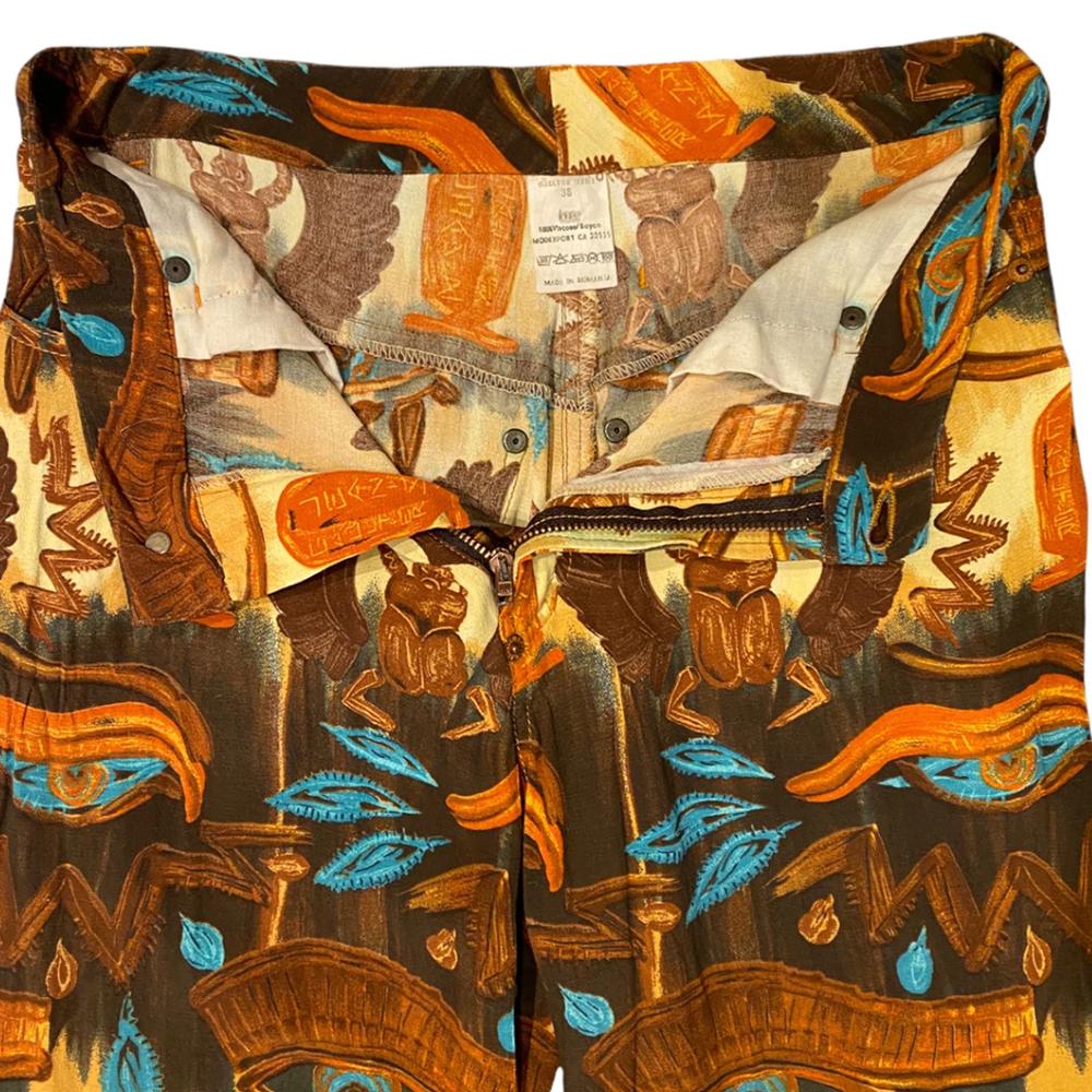 Jean-Paul Gaultier 1997 Pantalones egipcios estampados con el ojo de Horus y el escarabajo en venta 1