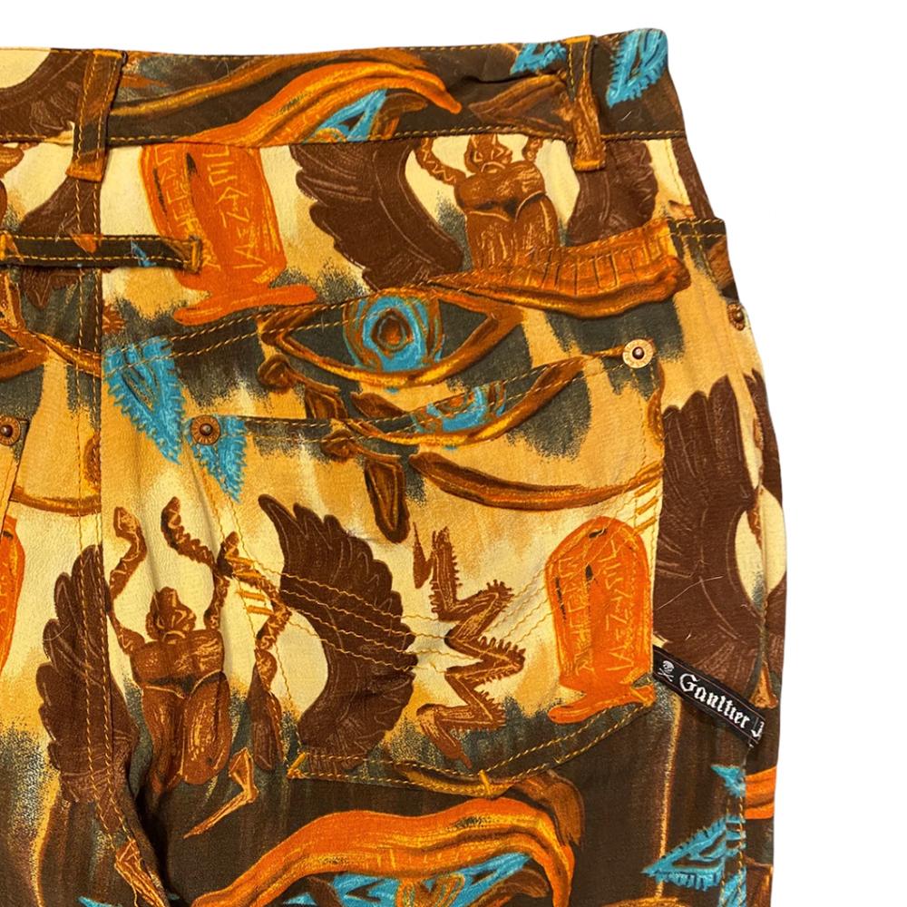 Jean-Paul Gaultier 1997 Pantalones egipcios estampados con el ojo de Horus y el escarabajo en venta 2