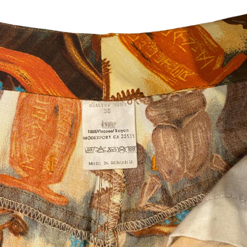 Jean-Paul Gaultier 1997 Pantalones egipcios estampados con el ojo de Horus y el escarabajo en venta 3