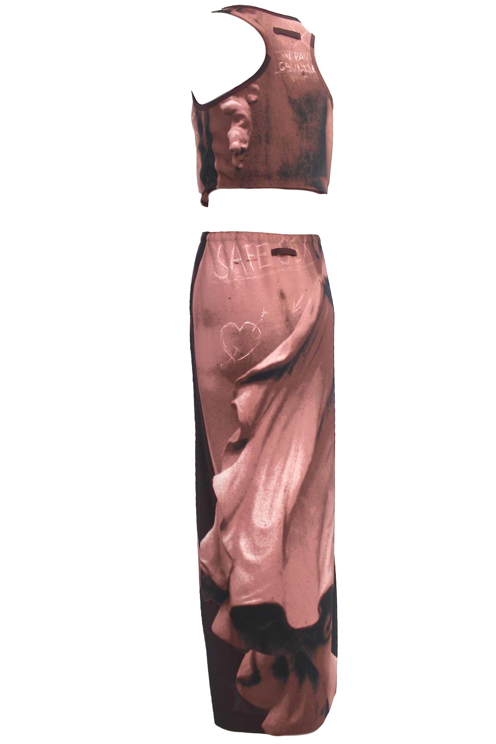 Brown Jean Paul Gaultier 1998/9 Trompe l'oeil Goddess Graffiti Outfit