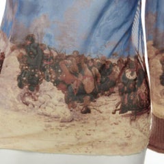 JEAN PAUL GAULTIER 1998 CLASSIQUE brown knit trim turtleneck mesh top IT40 S