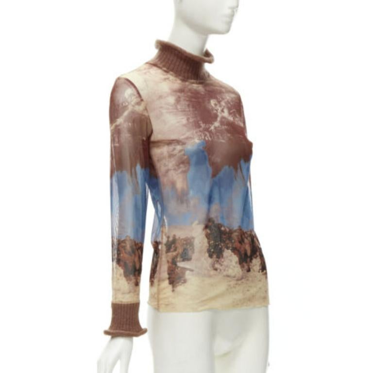 Gris Jean-Paul Gaultier - Haut à col roulé en maille marron avec bordure CLASSIQUE, taille IT 40 S, 1998 en vente