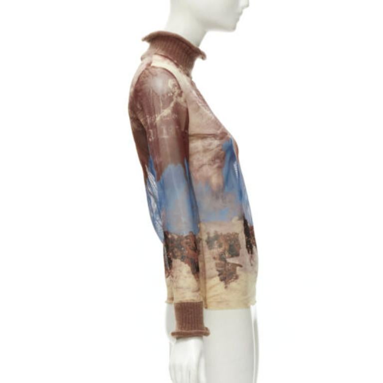 Jean-Paul Gaultier - Haut à col roulé en maille marron avec bordure CLASSIQUE, taille IT 40 S, 1998 Excellent état - En vente à Hong Kong, NT
