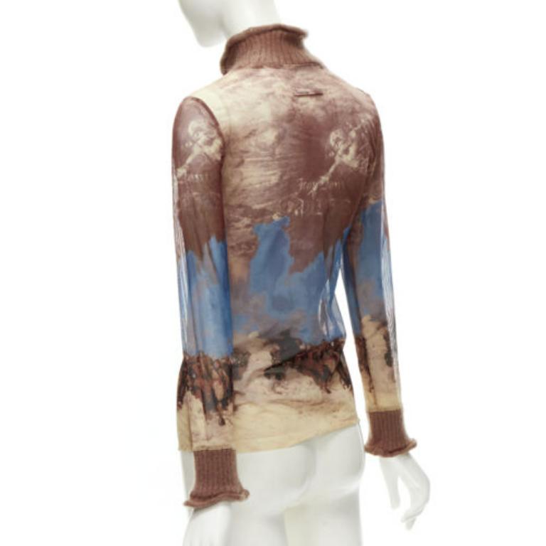 Jean-Paul Gaultier - Haut à col roulé en maille marron avec bordure CLASSIQUE, taille IT 40 S, 1998 en vente 1