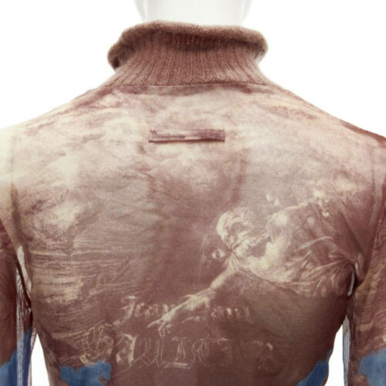 Jean-Paul Gaultier - Haut à col roulé en maille marron avec bordure CLASSIQUE, taille IT 40 S, 1998 en vente 3