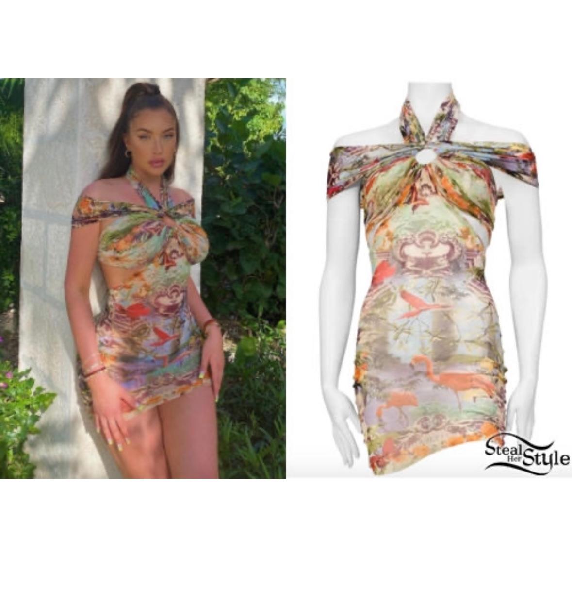 Women's Jean Paul Gaultier 1999 flamingo mesh mini dress  For Sale