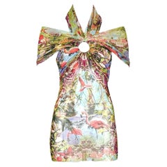 Jean Paul Gaultier 1999 flamingo print tropical mesh dress