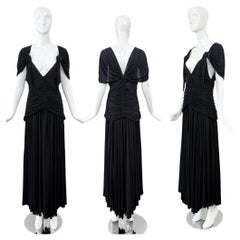 JEAN PAUL GAULTIER $2, 695 Vintage Black Ruched Evening Gown Maxi Dress
