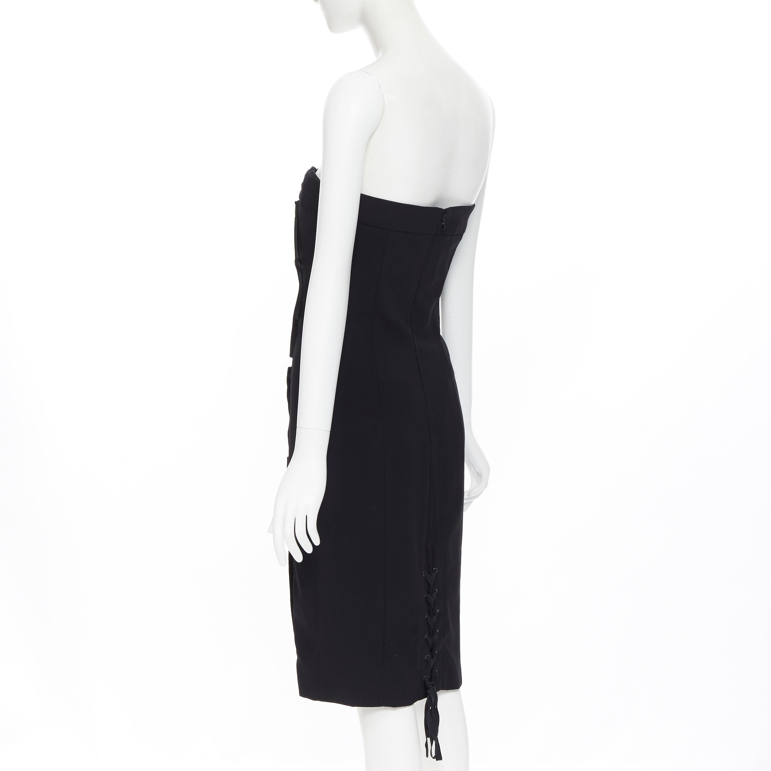 Women's JEAN PAUL GAULTIER 2 black nautical button double breasted strapless dress IT42