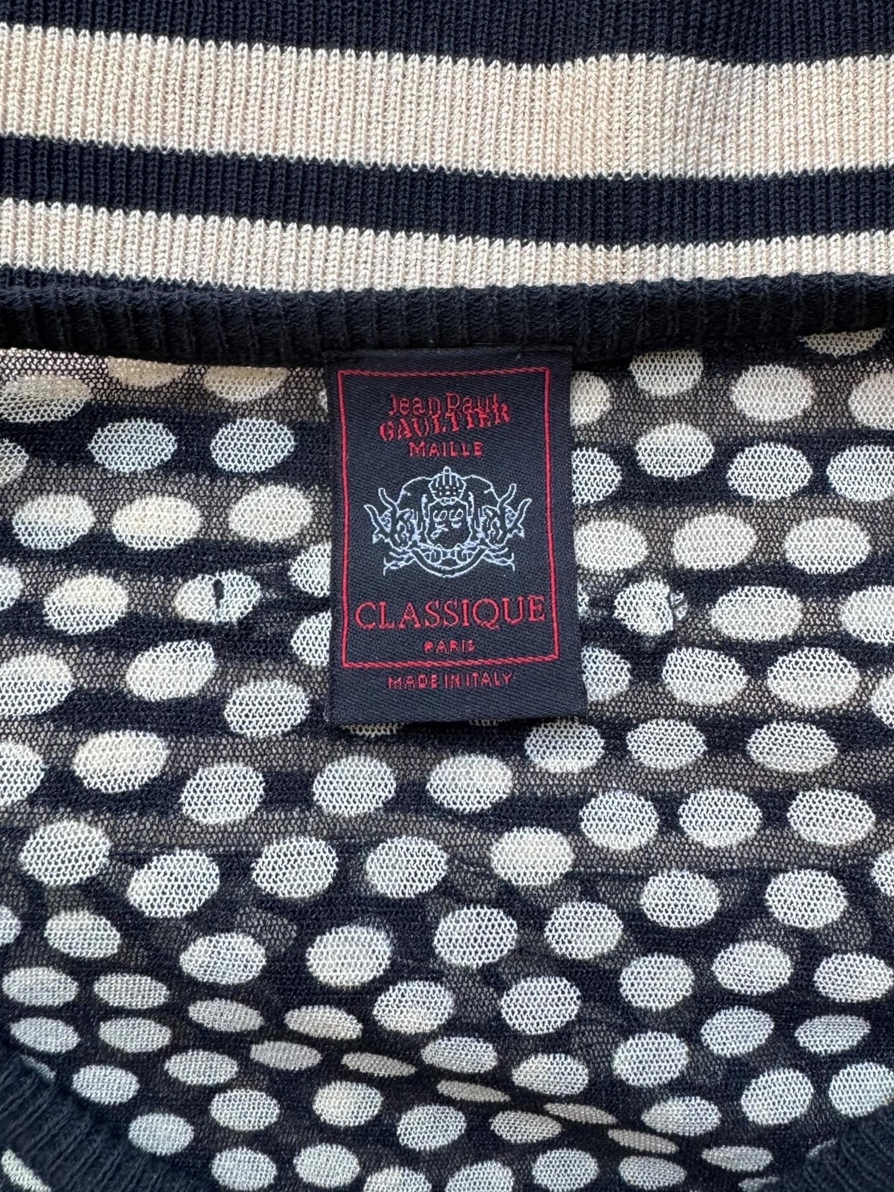 JEAN PAUL GAULTIER 2000s BEIGE & BLACK MESH POLKA DOT TOP 4