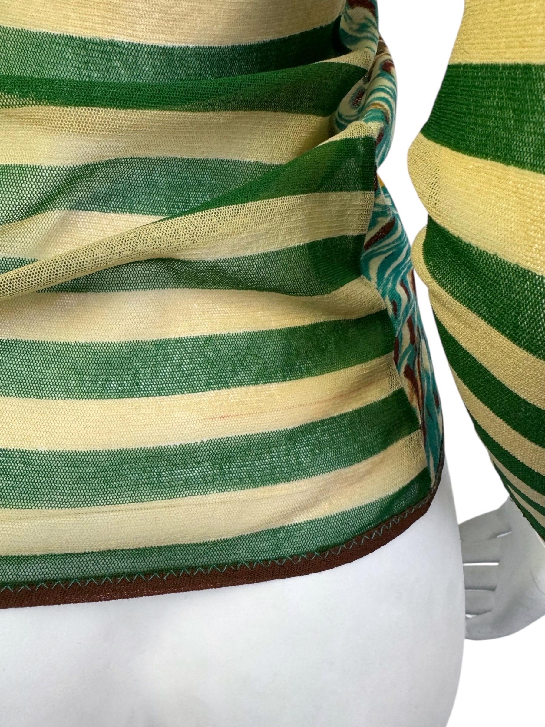 Jean Paul Gaultier Green Print Mesh Top