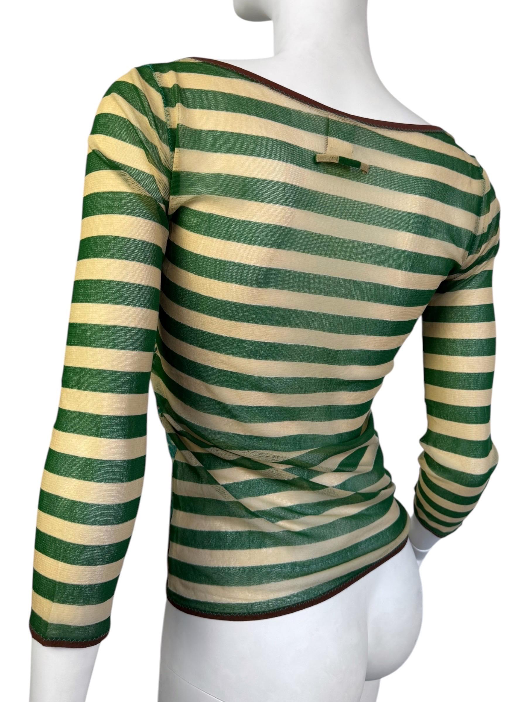 Jean Paul Gaultier Green Print Mesh Top