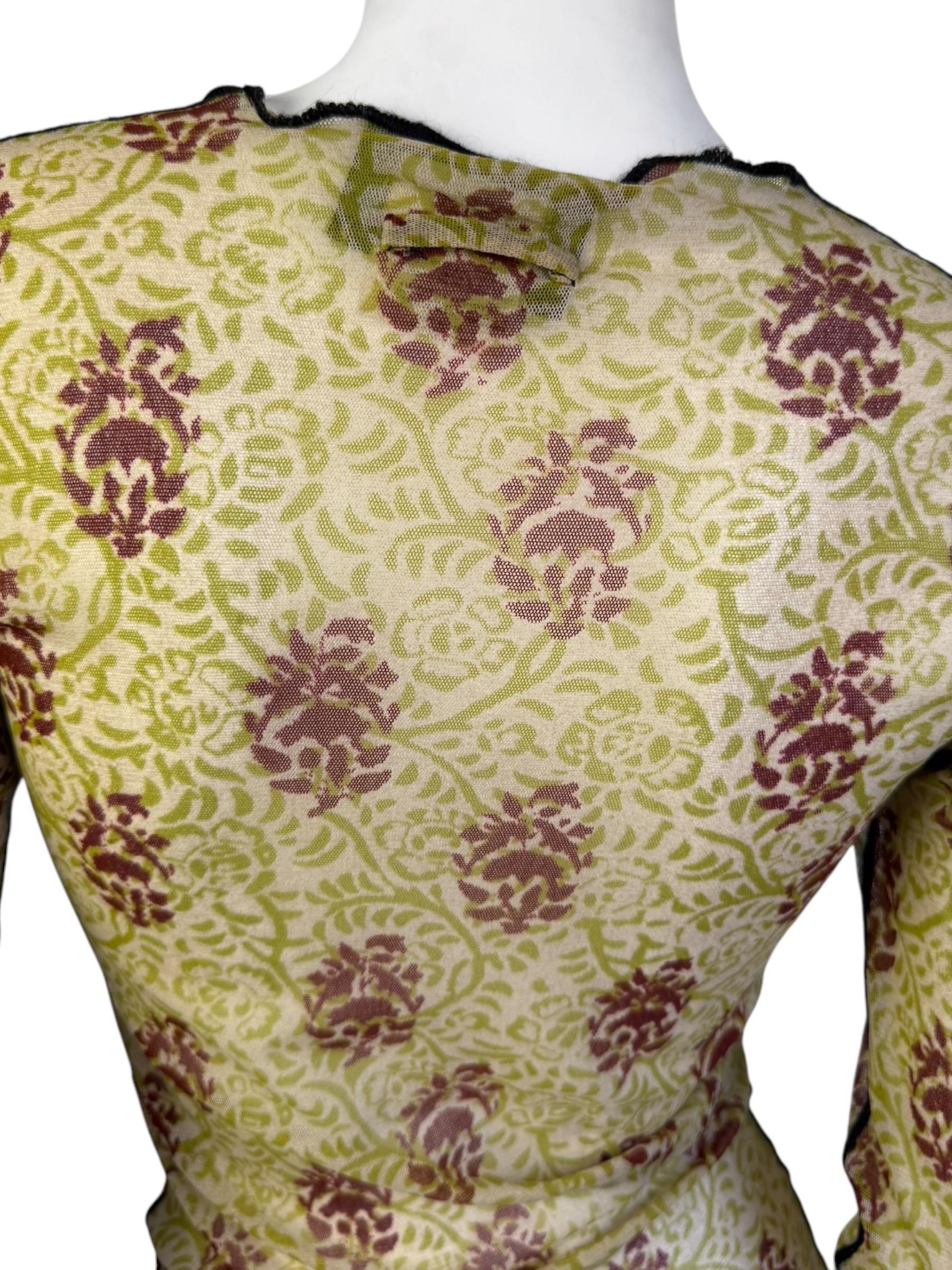 JEAN PAUL GAULTIER 2000s CAMISETA VERDE CON IMPRESIÓN DE MALLA 3