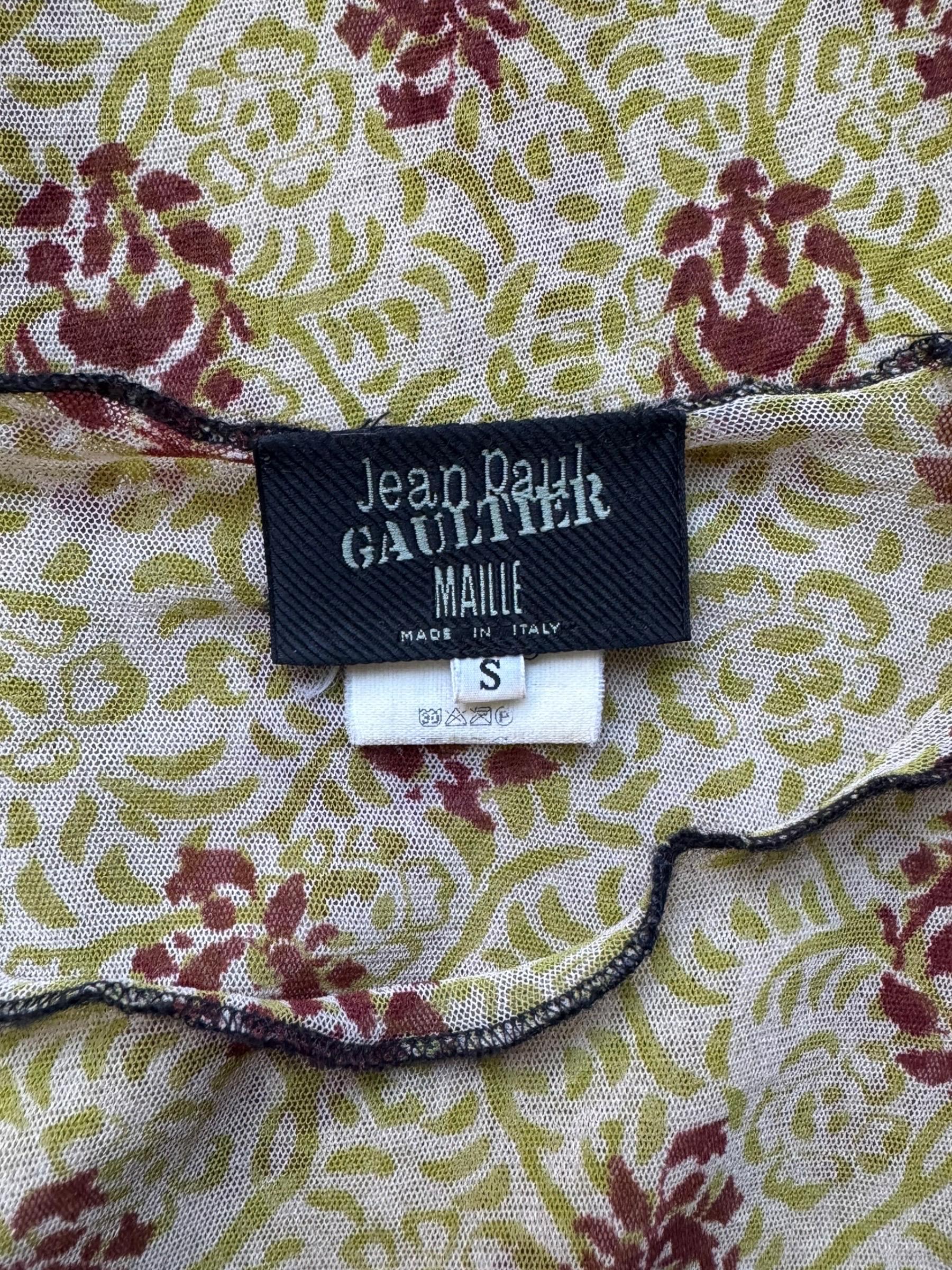 JEAN PAUL GAULTIER 2000s CAMISETA VERDE CON IMPRESIÓN DE MALLA 4