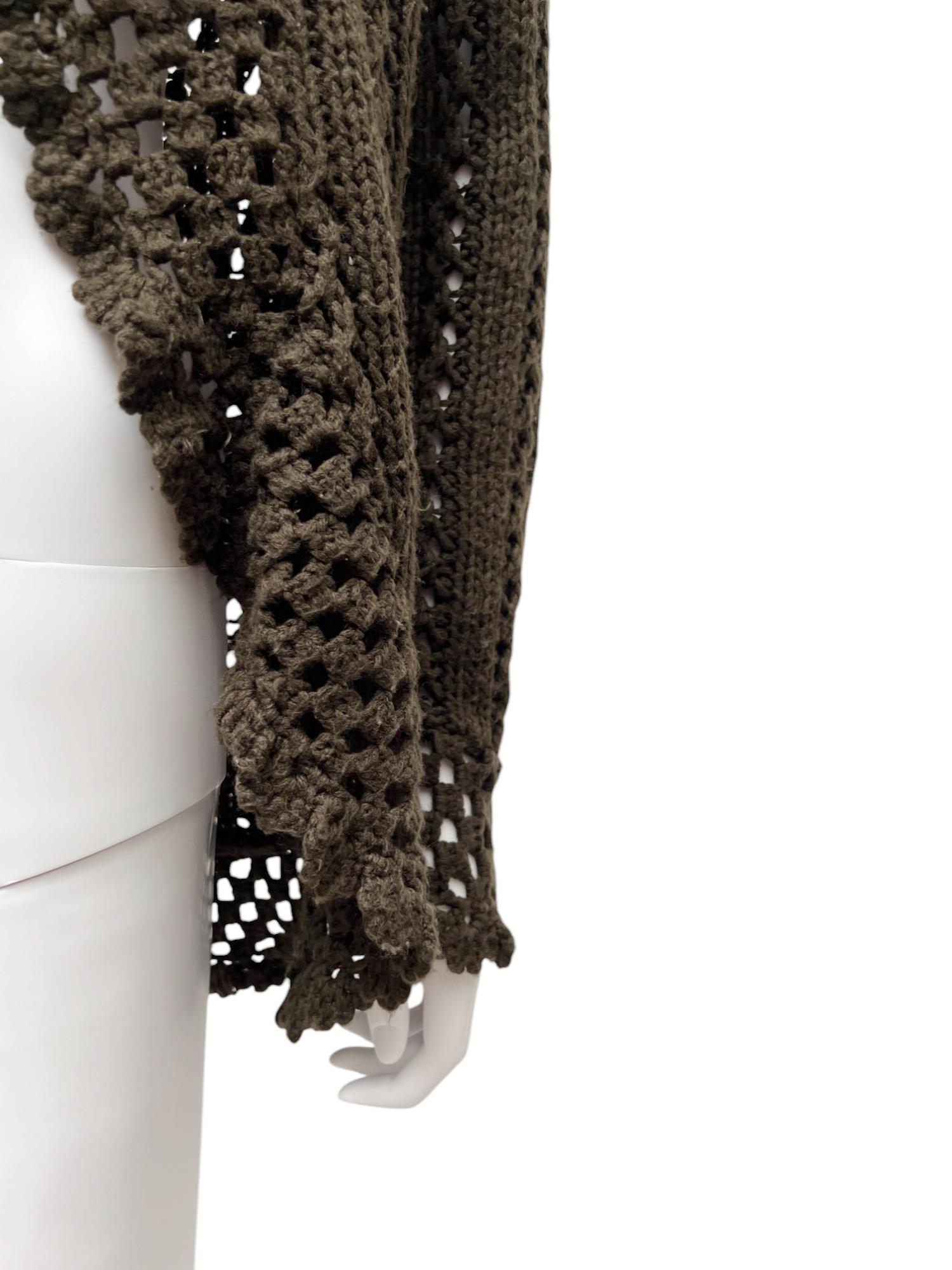 Jean Paul Gaultier 2000's Gestrickte braune Strickjacke mit Schleife im Angebot 5