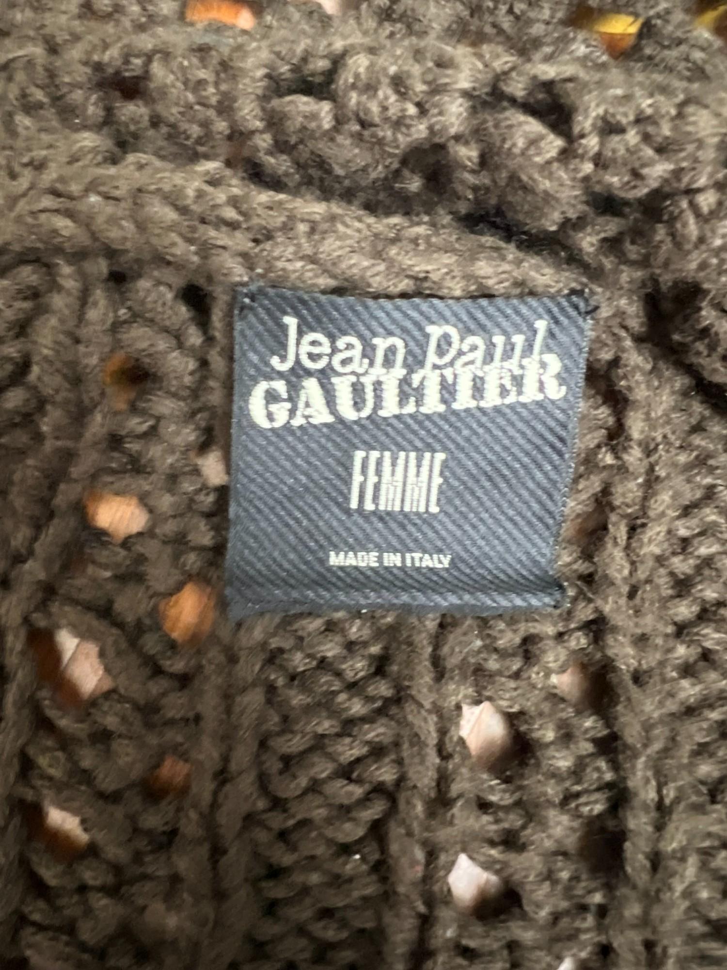 Jean Paul Gaultier 2000's Gestrickte braune Strickjacke mit Schleife im Angebot 6