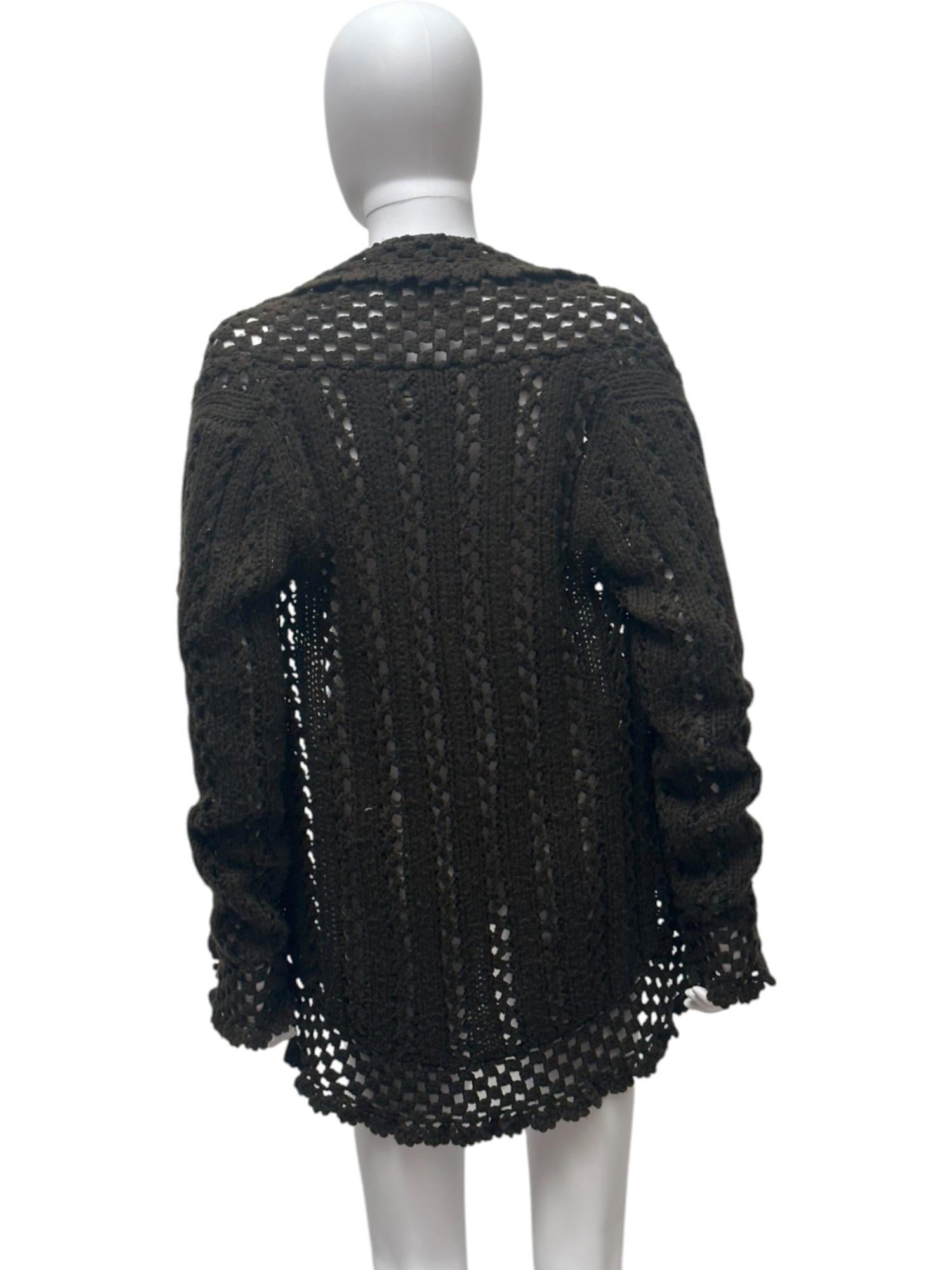 Jean Paul Gaultier 2000's Gestrickte braune Strickjacke mit Schleife (Gray) im Angebot