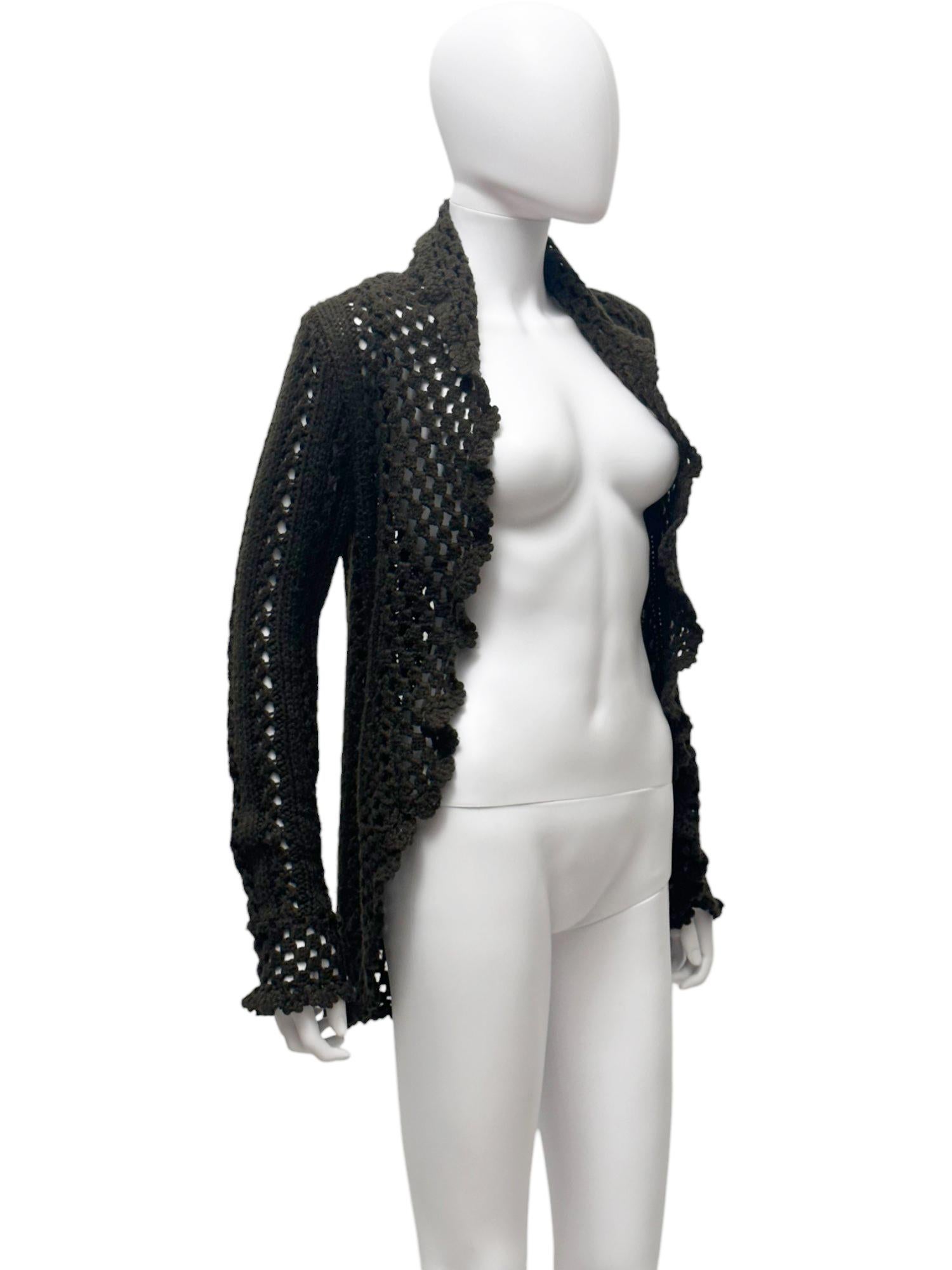 Jean Paul Gaultier 2000's Gestrickte braune Strickjacke mit Schleife im Zustand „Hervorragend“ im Angebot in Caserta, IT