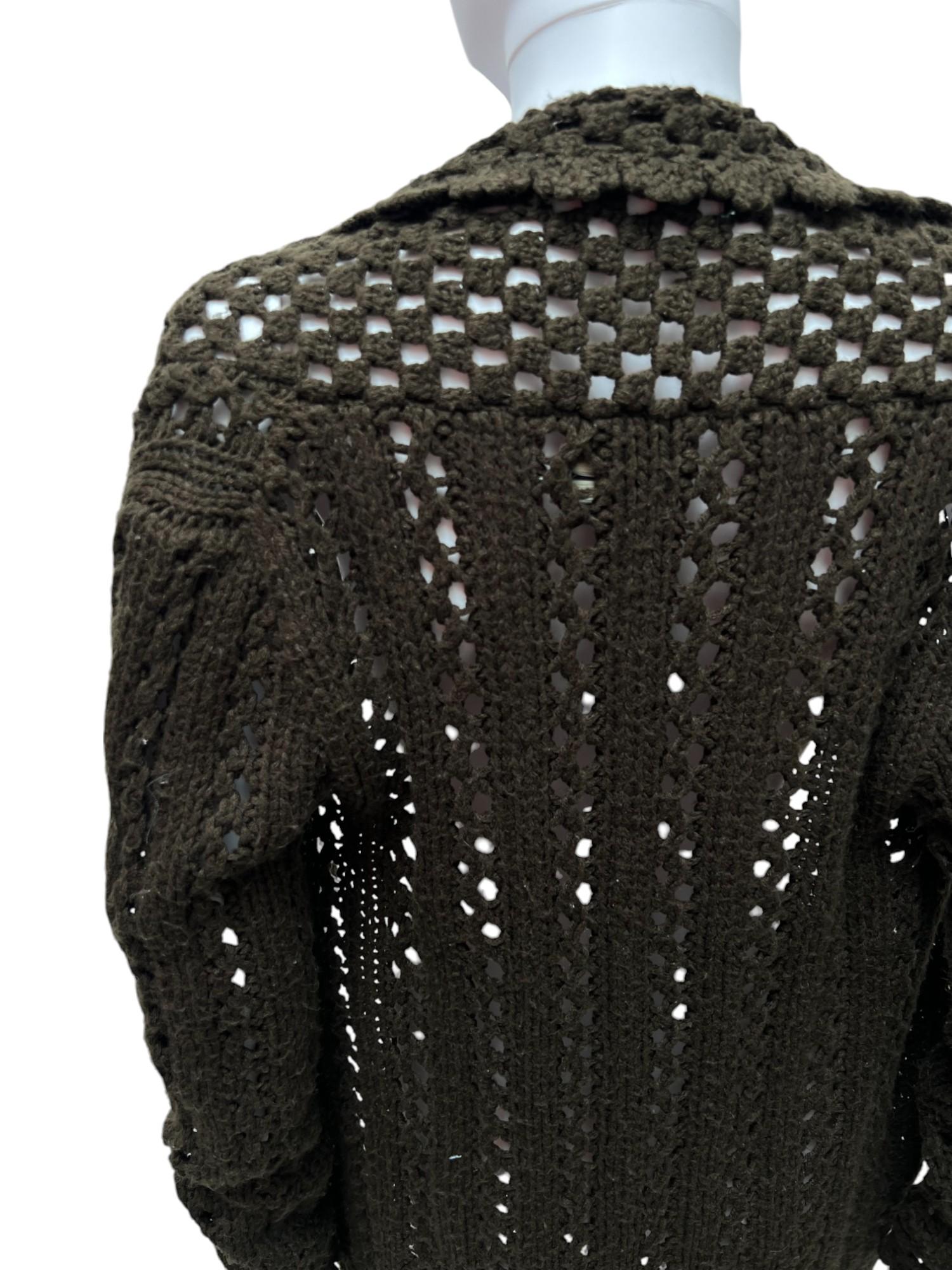 Jean Paul Gaultier 2000's Gestrickte braune Strickjacke mit Schleife Damen im Angebot