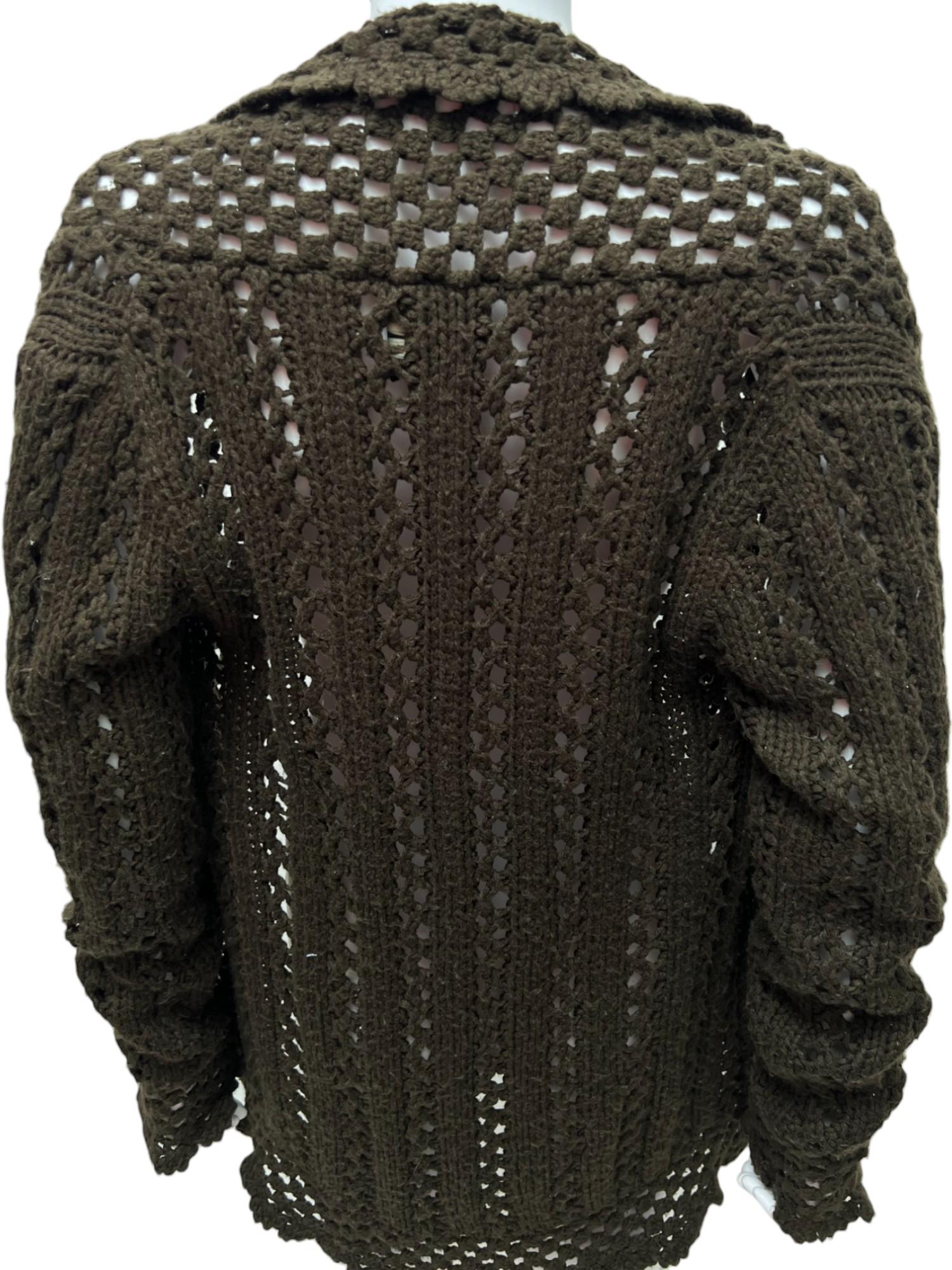 Jean Paul Gaultier 2000's Gestrickte braune Strickjacke mit Schleife im Angebot 1