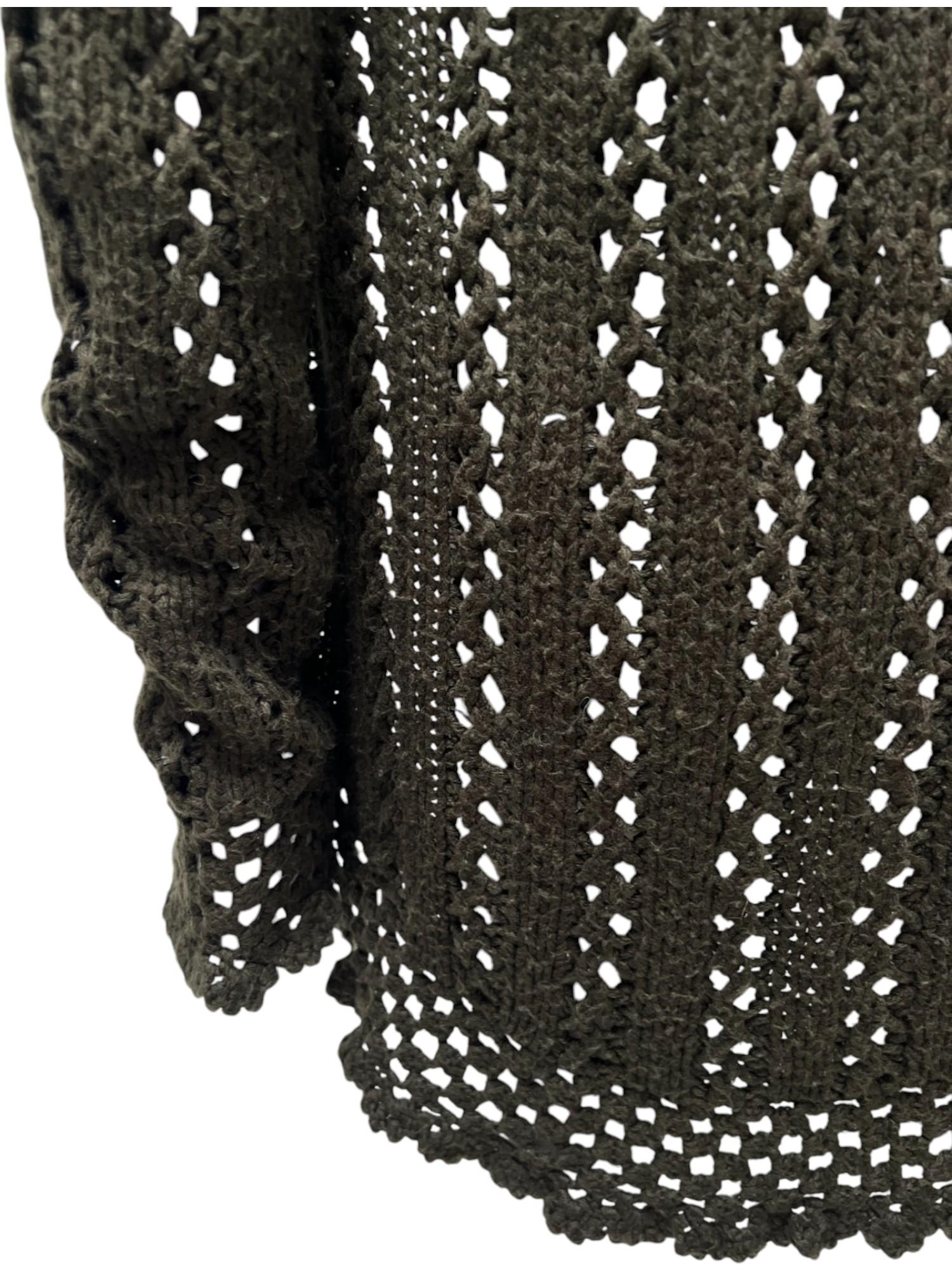 Jean Paul Gaultier 2000's Gestrickte braune Strickjacke mit Schleife im Angebot 2