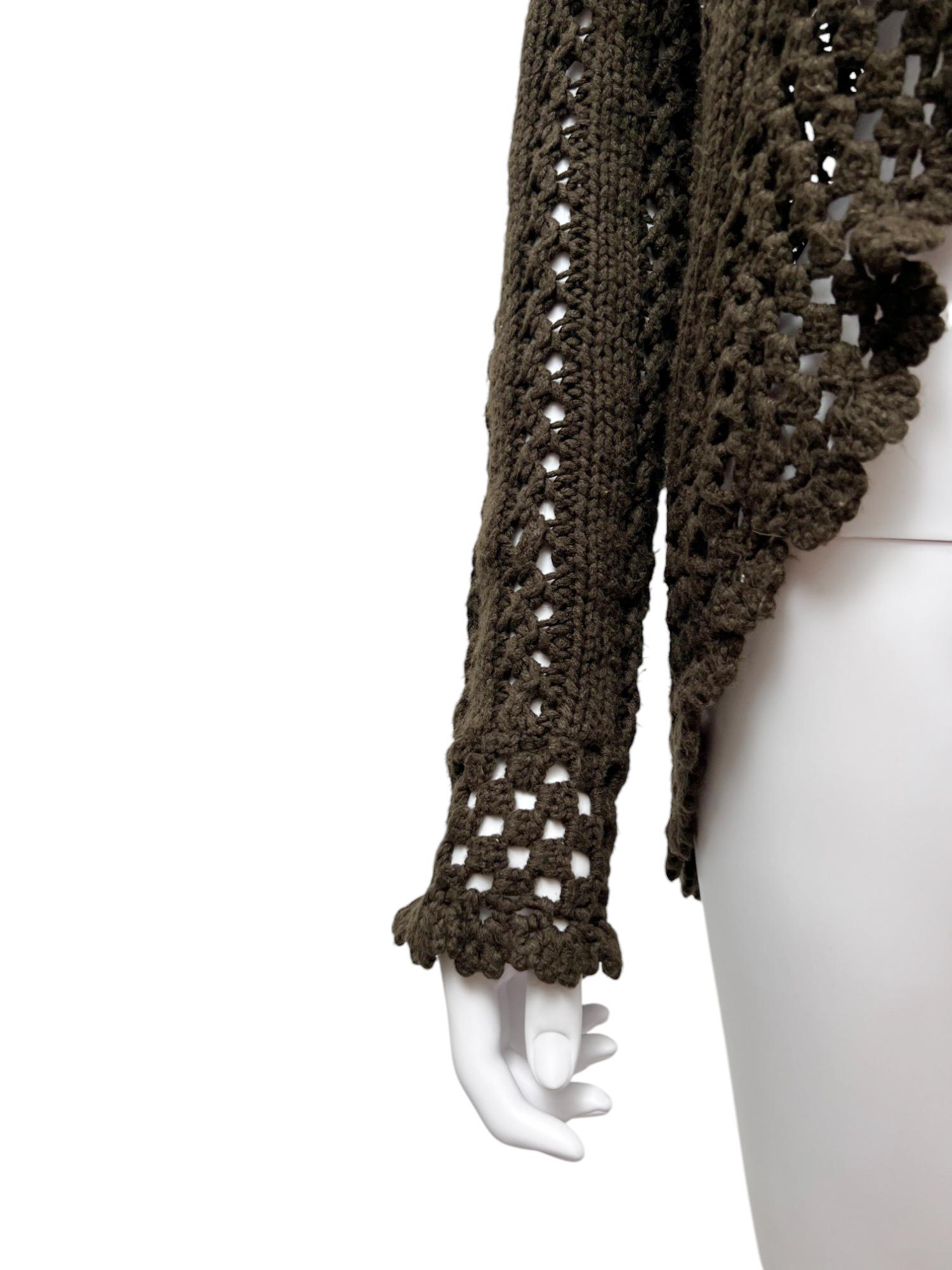 Jean Paul Gaultier 2000's Gestrickte braune Strickjacke mit Schleife im Angebot 3