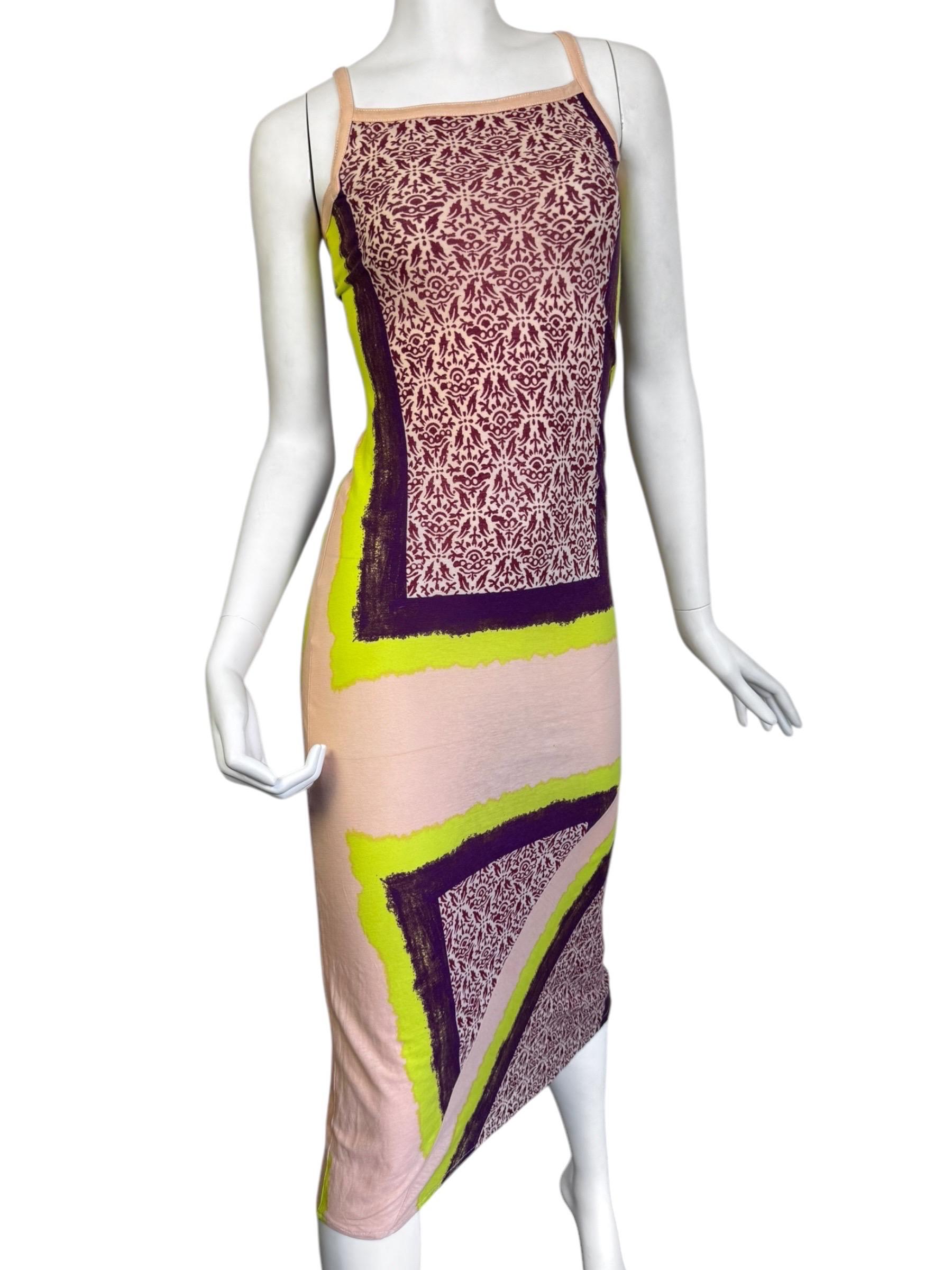 Robe de soirée Jean-Paul Gaultier des années 2000 à imprimé rose et jaune Bon état - En vente à PARIS, FR