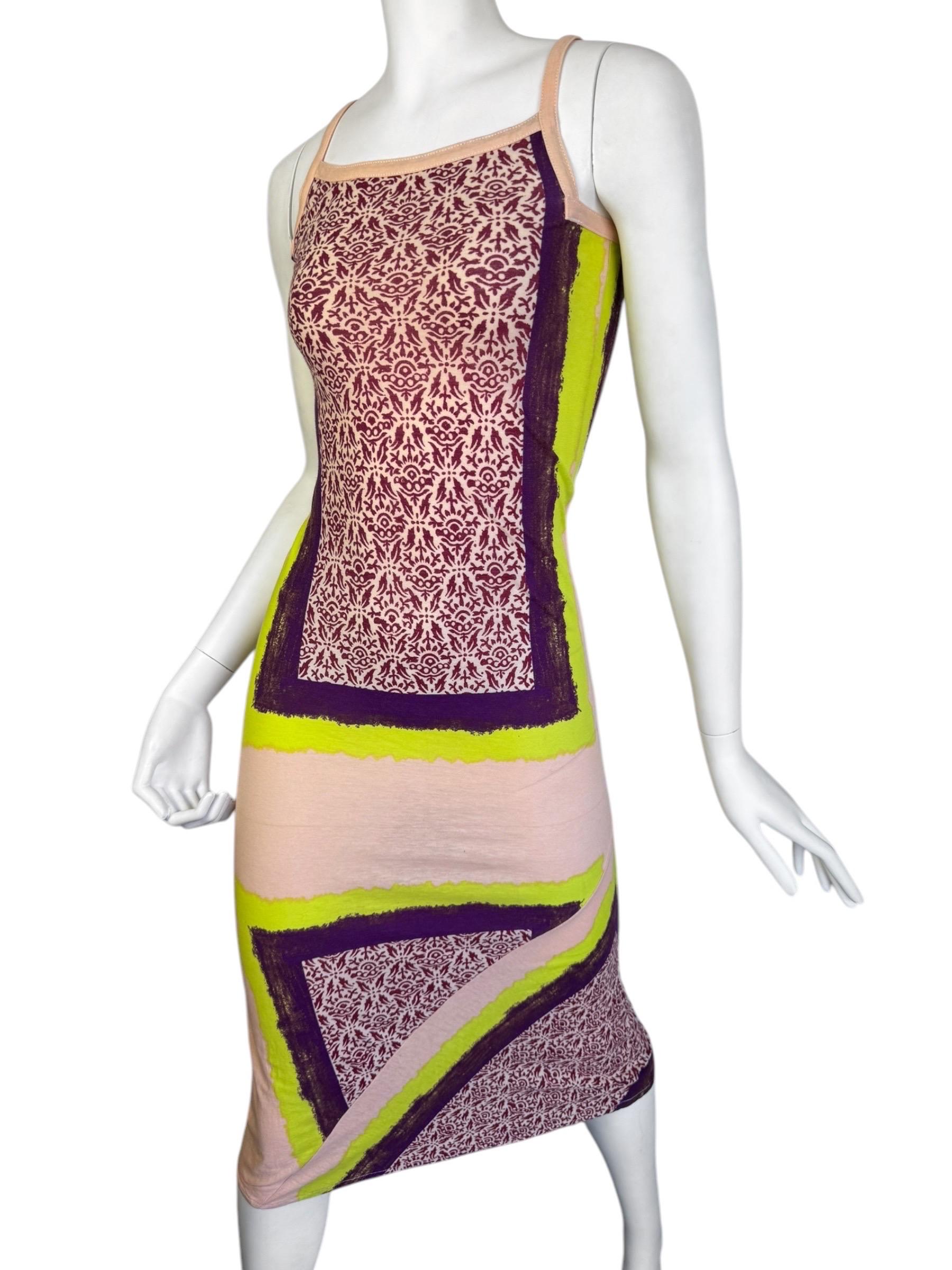 Robe de soirée Jean-Paul Gaultier des années 2000 à imprimé rose et jaune Unisexe en vente