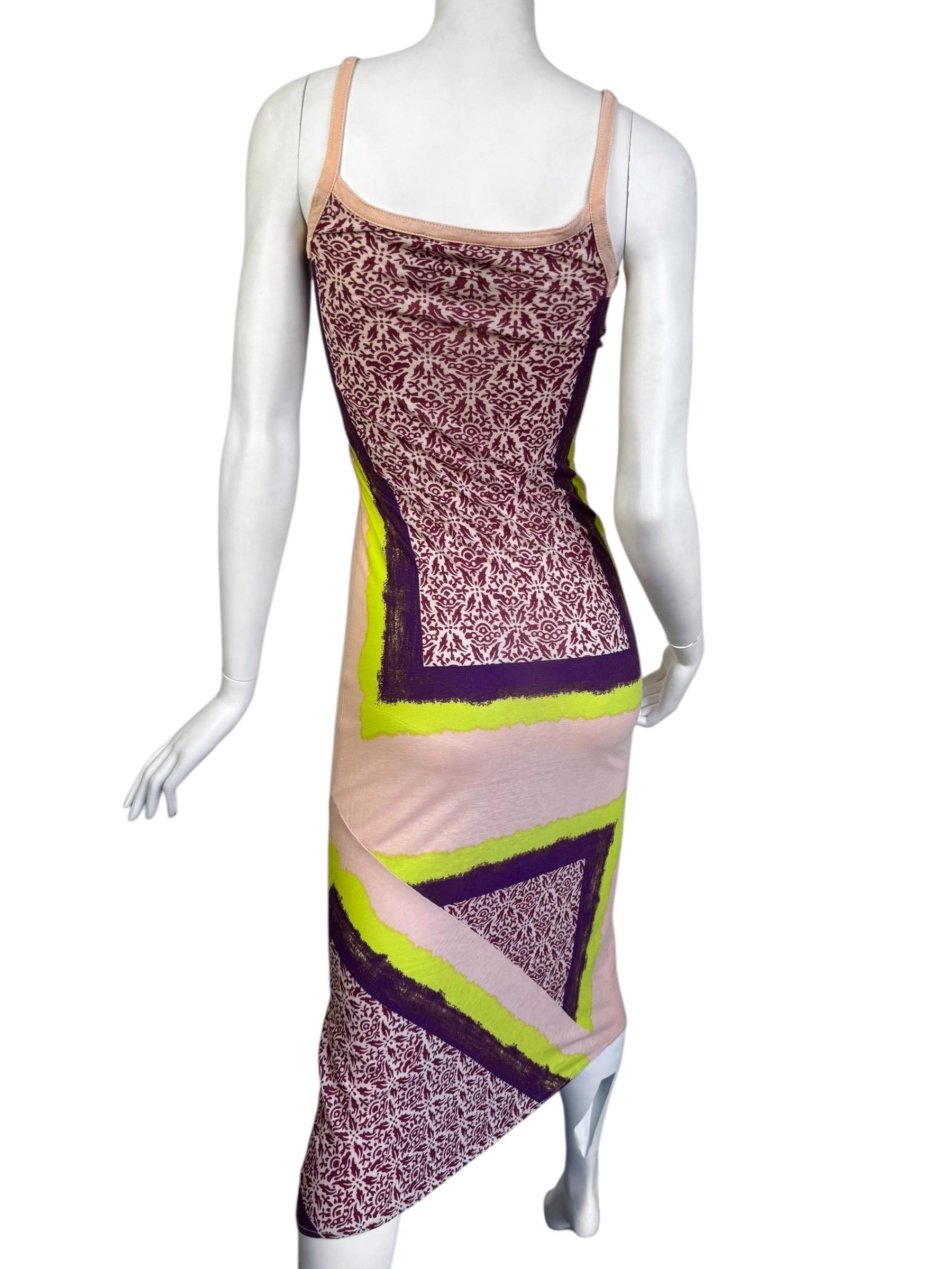 Robe de soirée Jean-Paul Gaultier des années 2000 à imprimé rose et jaune en vente 2