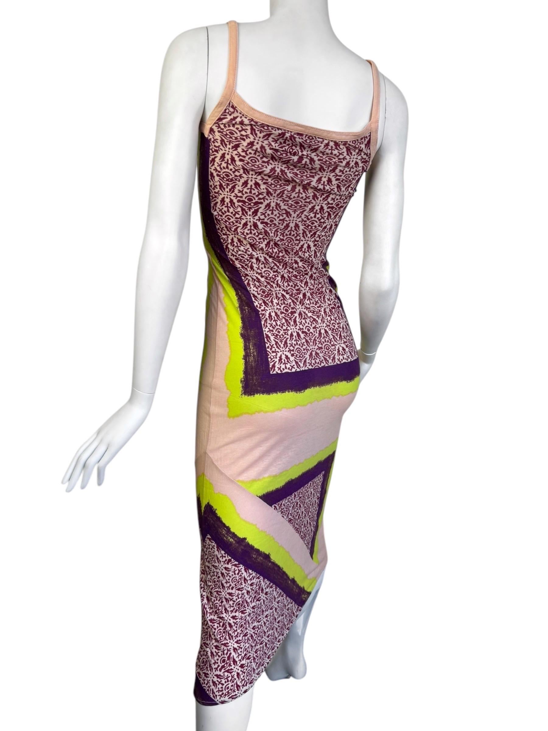 Robe de soirée Jean-Paul Gaultier des années 2000 à imprimé rose et jaune en vente 3
