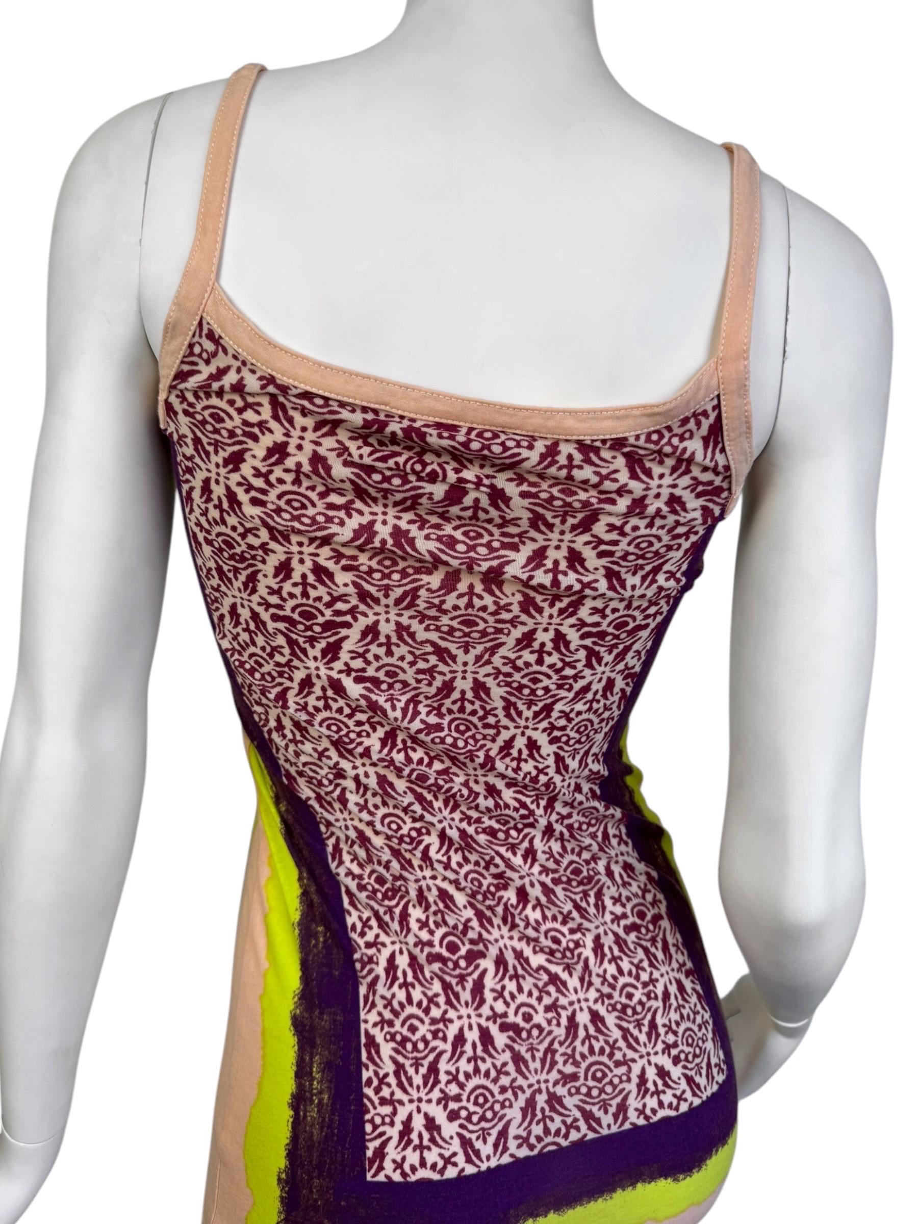 Robe de soirée Jean-Paul Gaultier des années 2000 à imprimé rose et jaune en vente 4