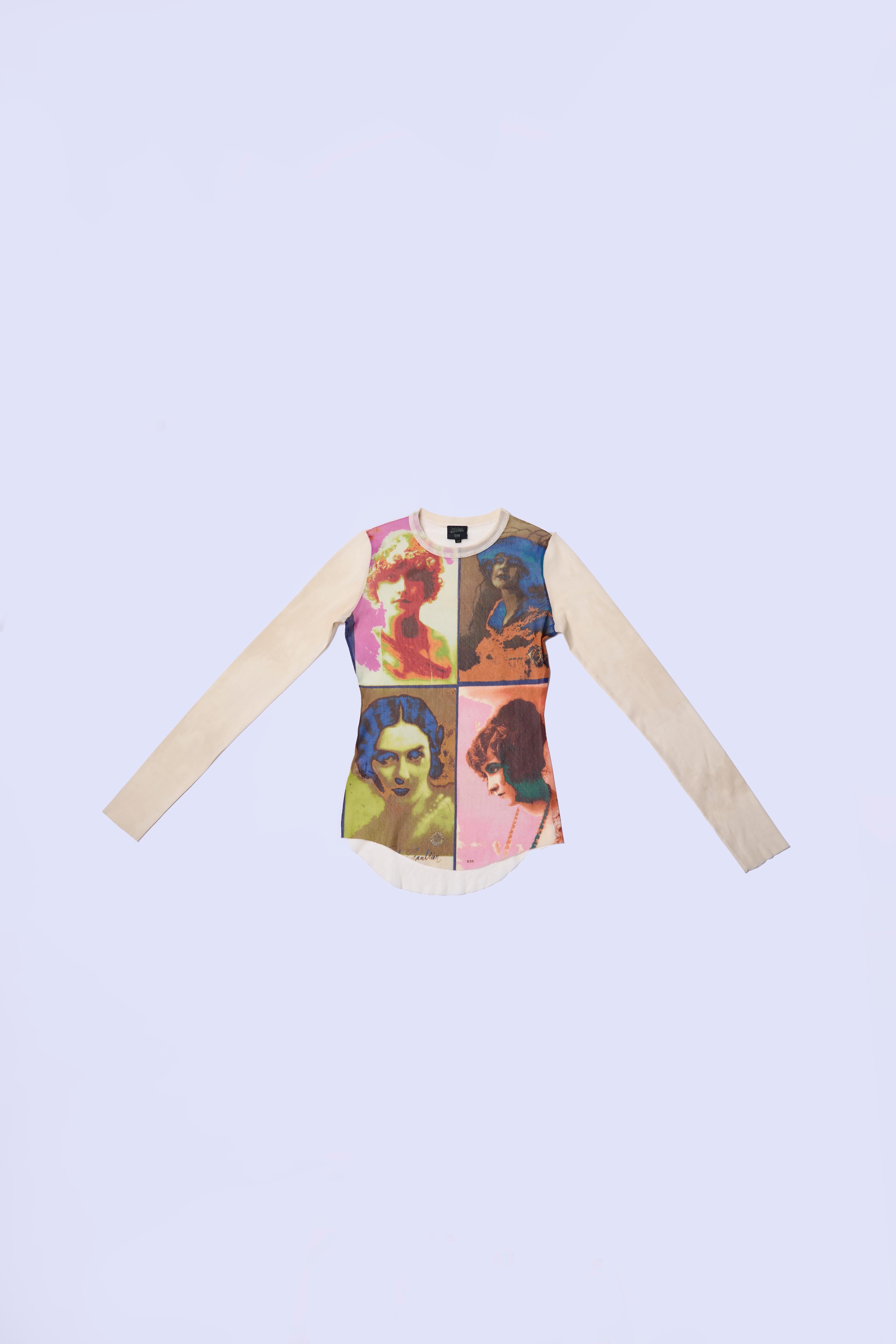 Jean Paul Gaultier 2002 Soleil Portraits Long Sleeve Top In Good Condition For Sale In Hong Kong, HK
