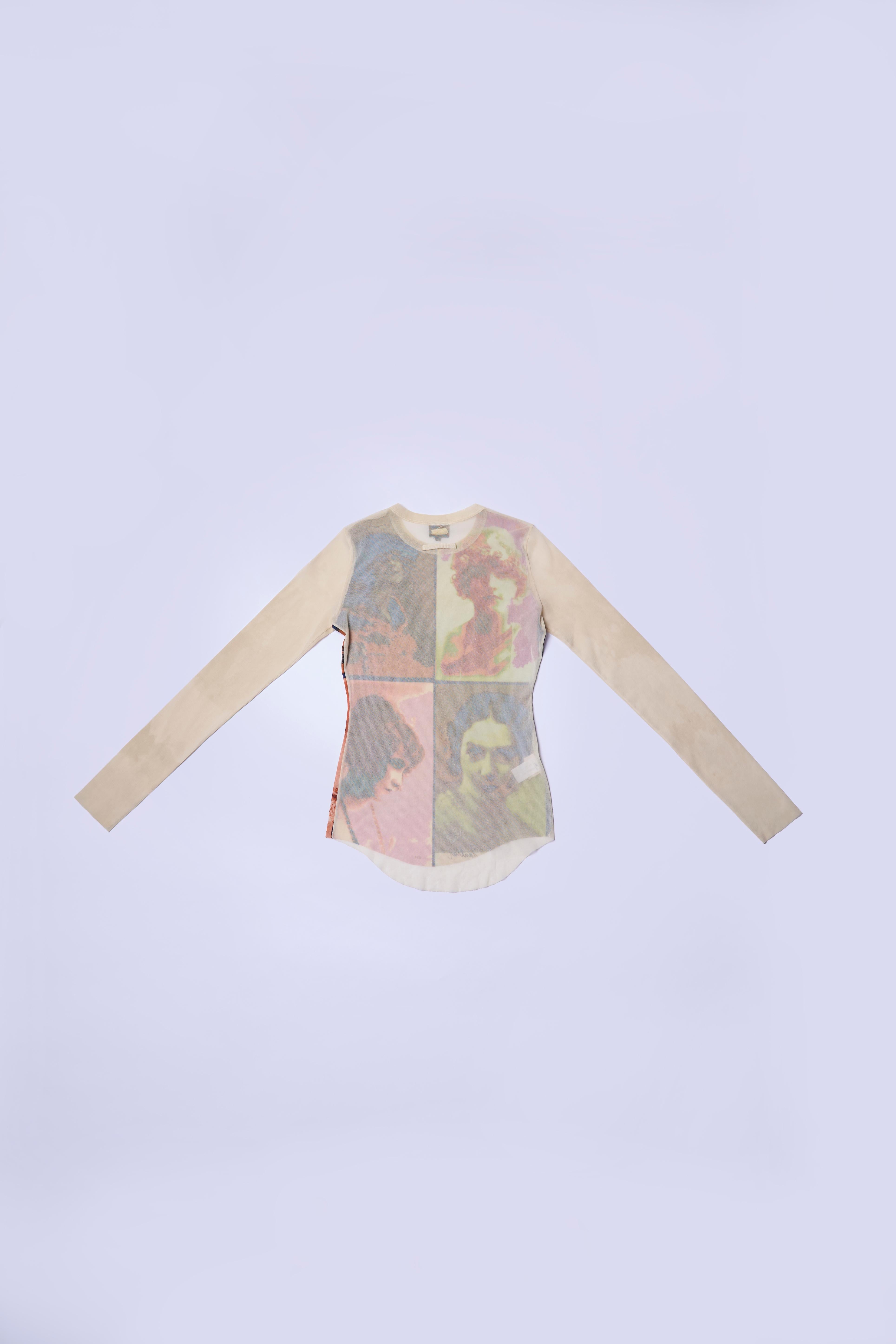 Women's Jean Paul Gaultier 2002 Soleil Portraits Long Sleeve Top For Sale