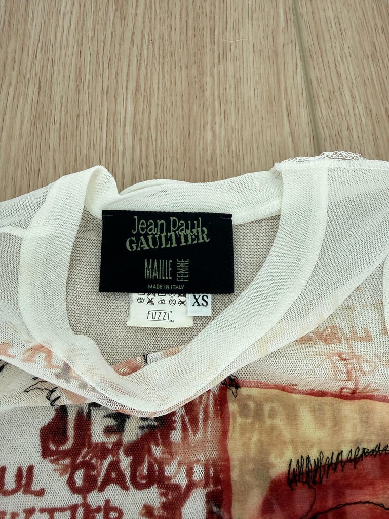 JEAN PAUL GAULTIER 2002 Vintage Mesh Tank Top JPG Tee T-Shirt
