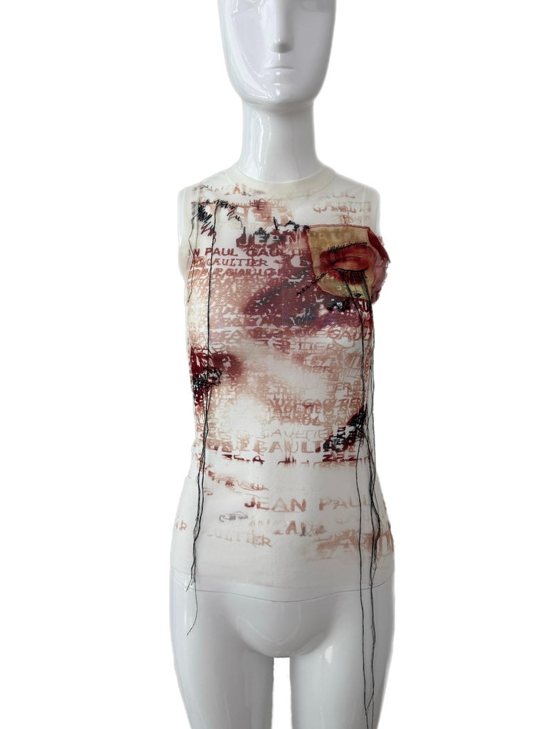 JEAN PAUL GAULTIER 2002 Vintage Mesh Tank Top JPG Tee T-Shirt