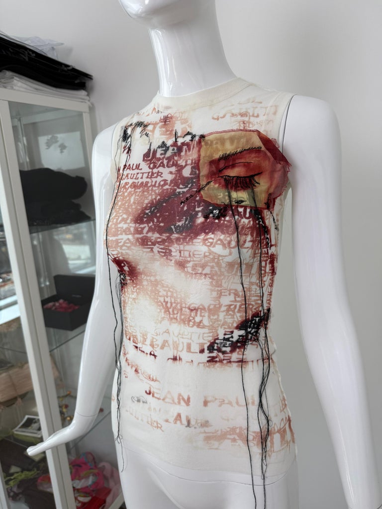 JEAN PAUL GAULTIER 2002 Vintage Mesh Tank Top JPG Tee T-Shirt