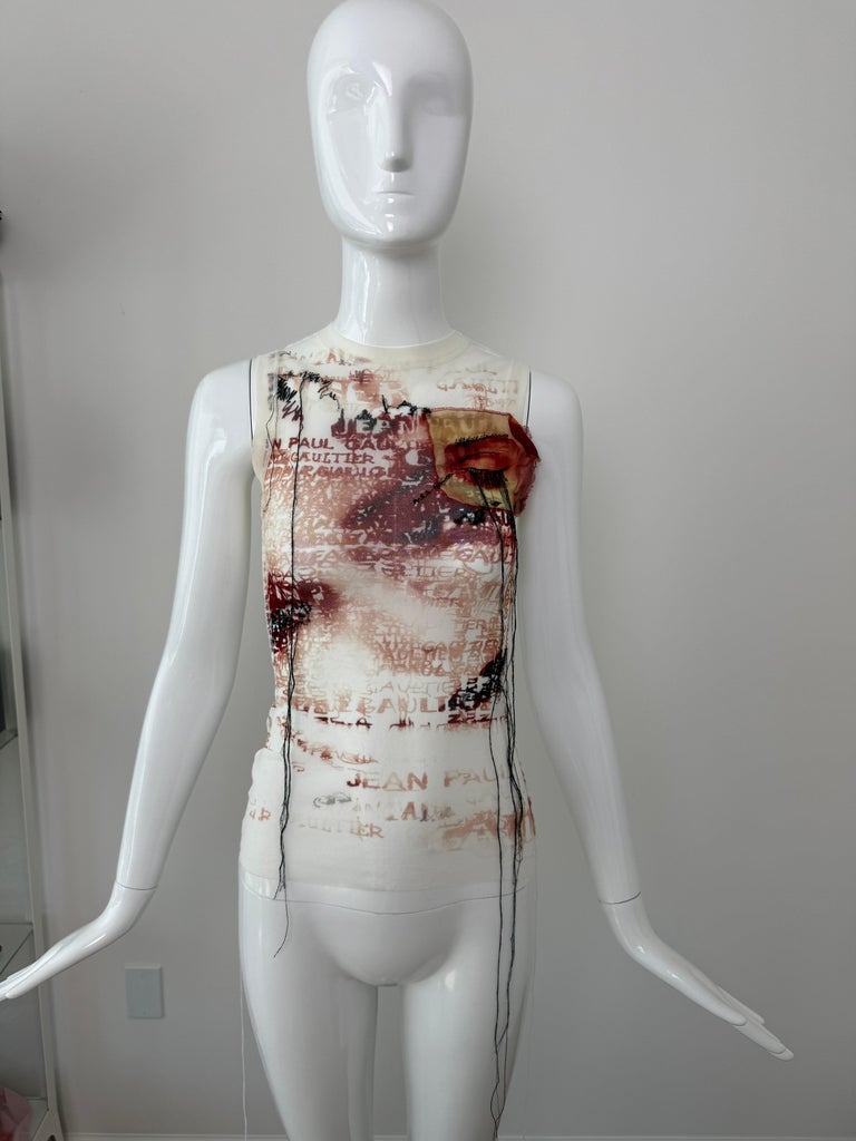JEAN PAUL GAULTIER 2002 Vintage Mesh Tank Top JPG Tee T-Shirt