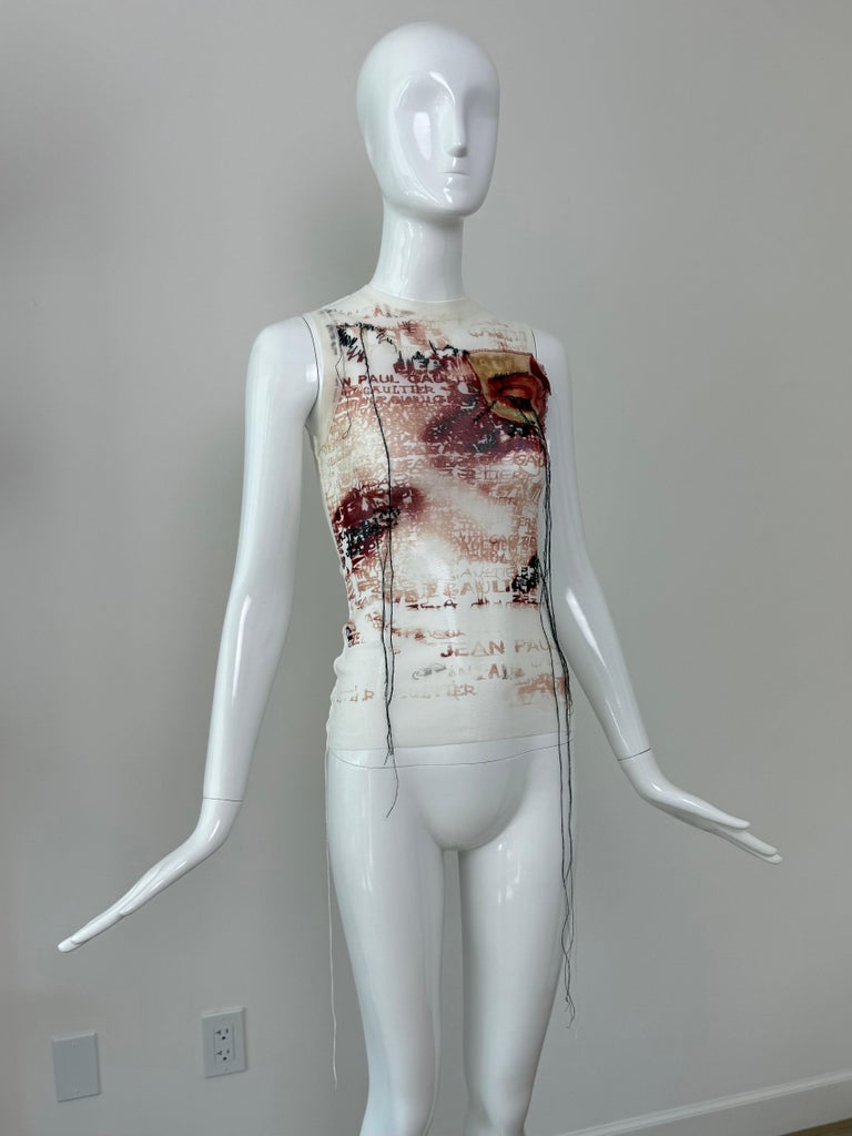 JEAN PAUL GAULTIER 2002 Vintage Mesh Tank Top JPG Tee T-Shirt