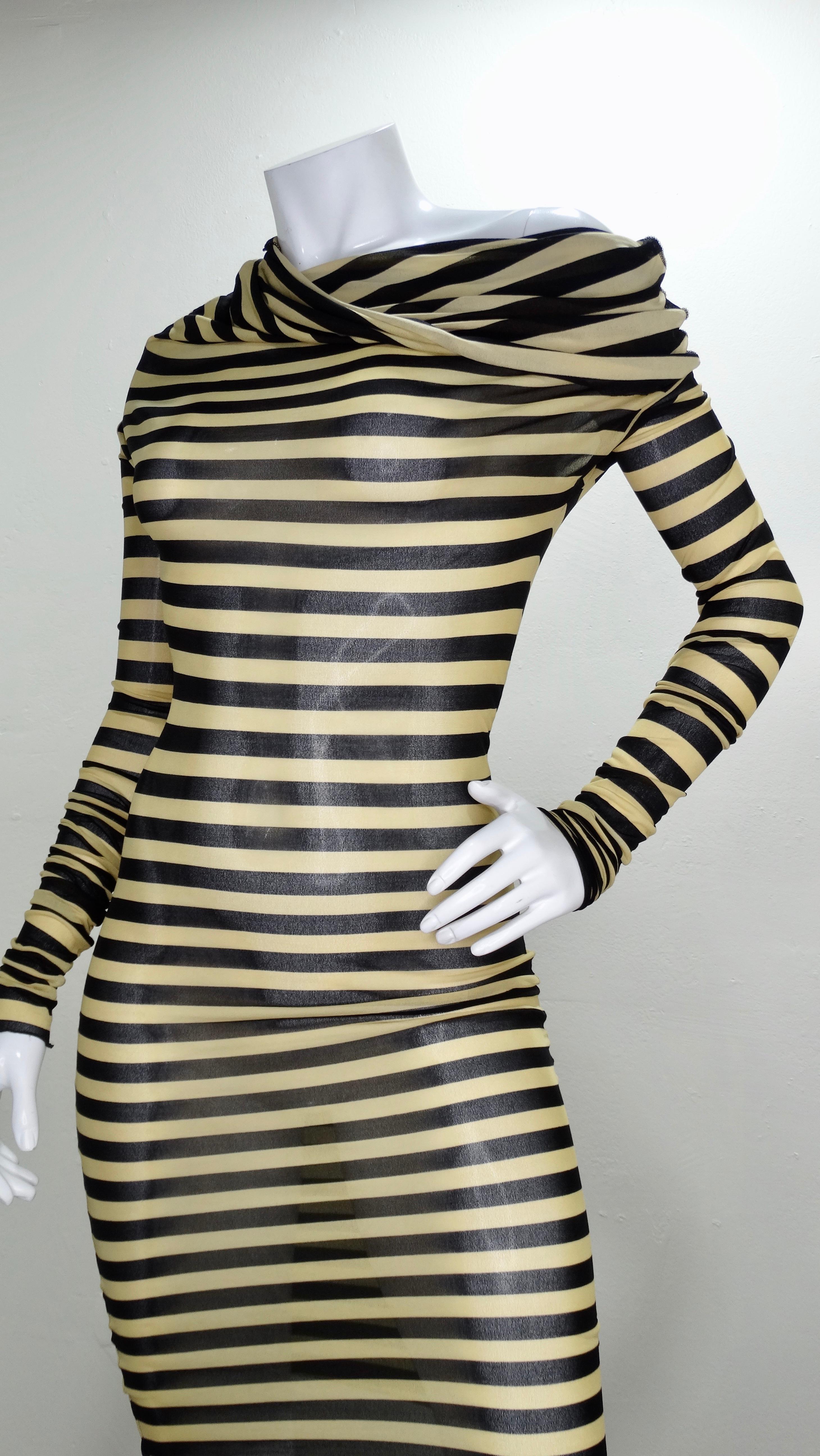 Women's Jean Paul Gaultier 2003 Stripped Mesh Dress