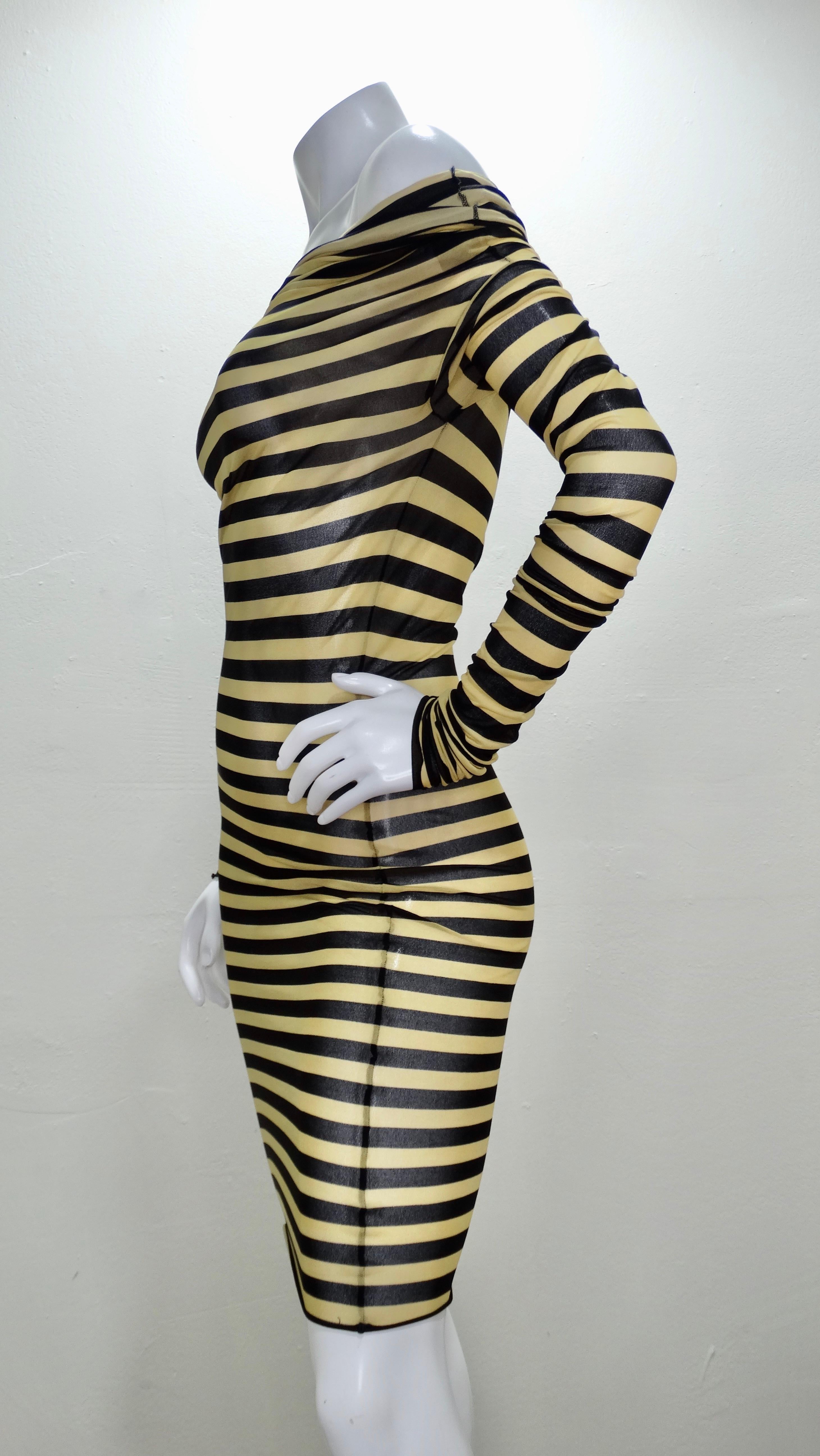 Jean Paul Gaultier 2003 Stripped Mesh Dress 1