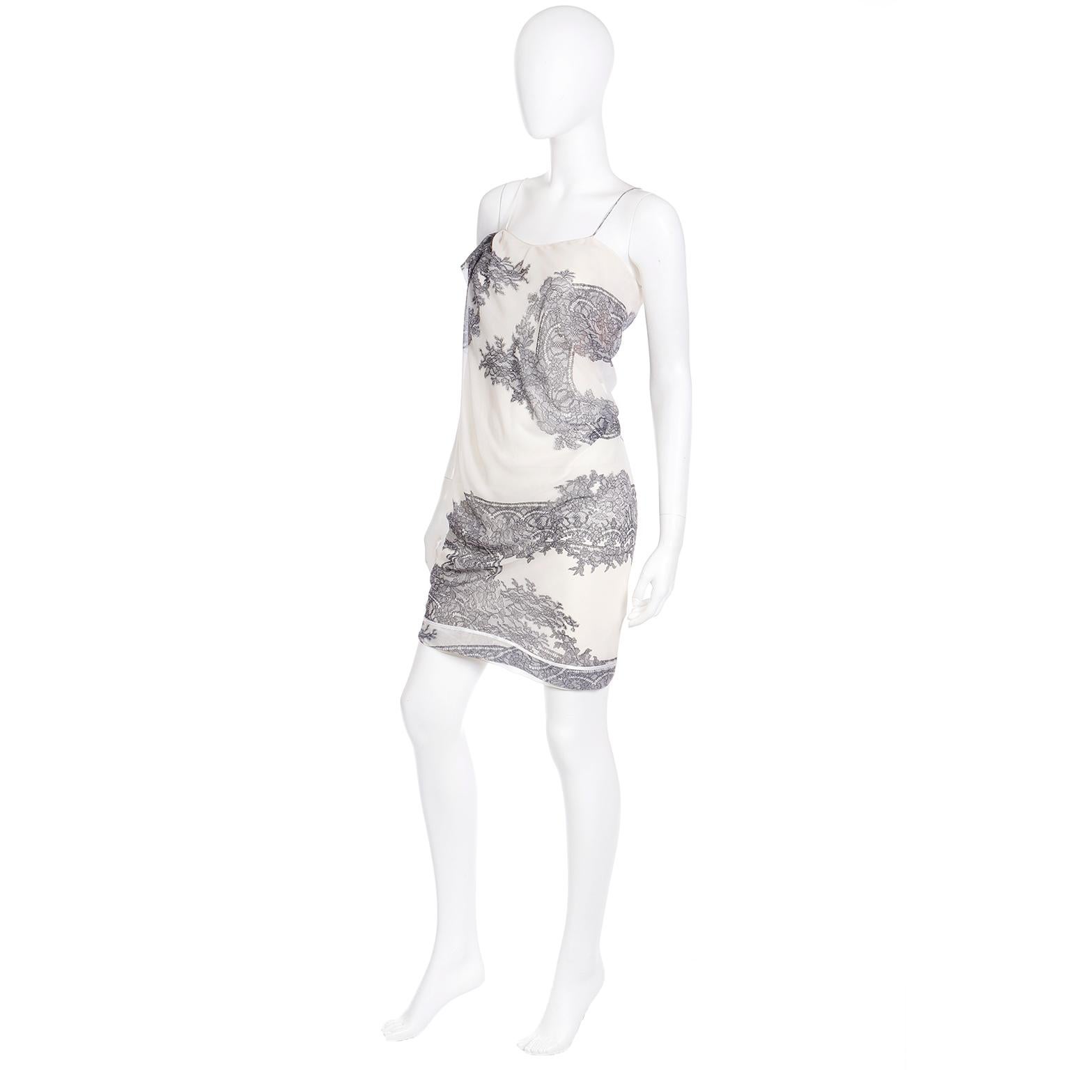 Jean Paul Gaultier 2007 Deadstock Lace Print Slip Dress with Original Tags For Sale 2