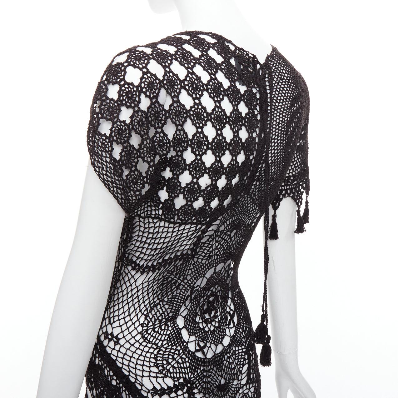 JEAN PAUL GAULTIER 2008 Vintage back lace crochet asymmetric dress IT38 XS 2