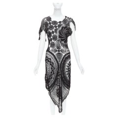 JEAN PAUL GAULTIER 2008 Abito vintage in pizzo all'uncinetto asimmetrico IT38 XS