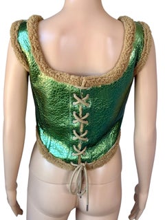 Jean Paul Gaultier 2022 Cyber Reissue of F/W 1995 Shearling Corset Bustier Top